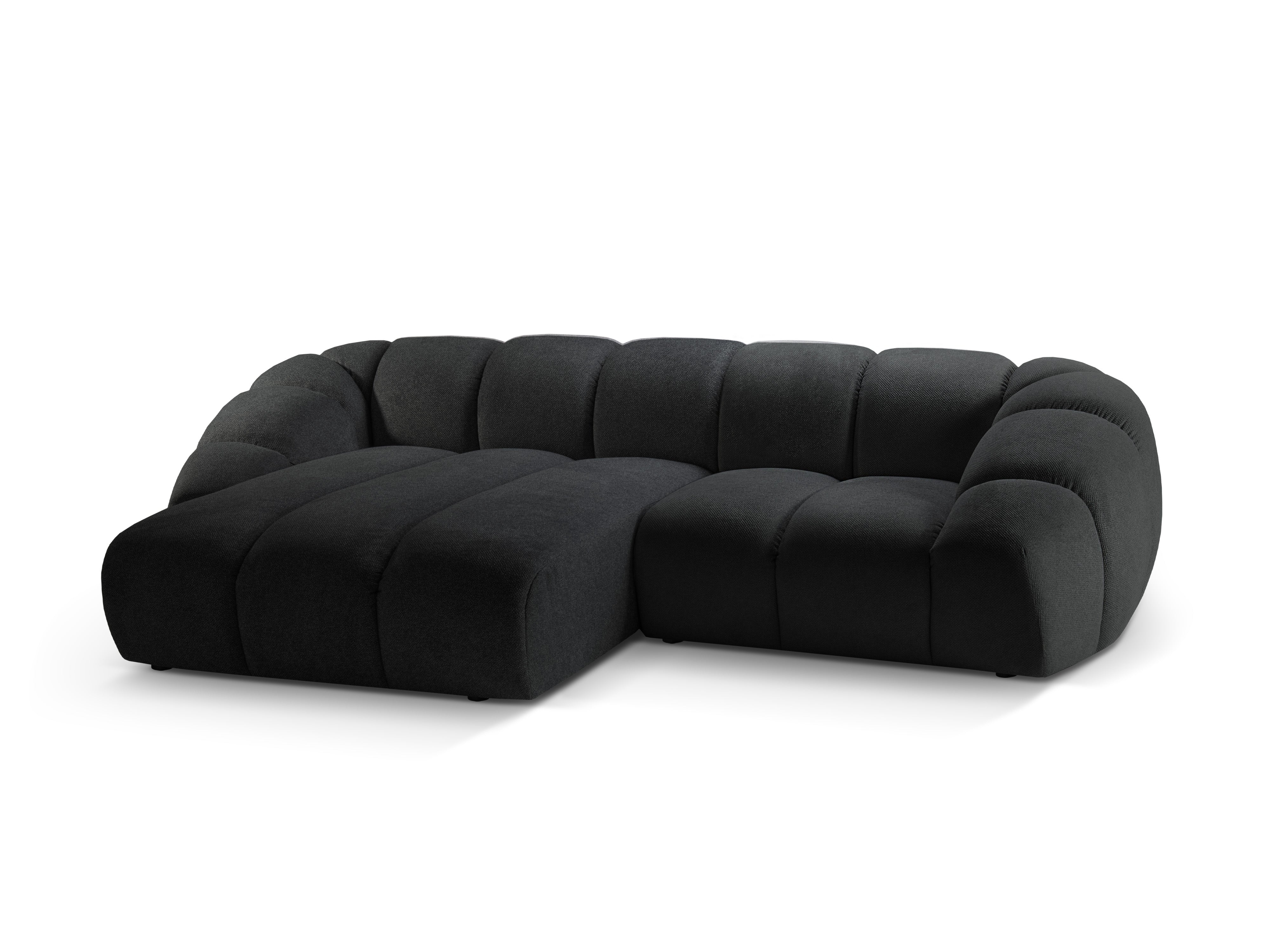 Left-facing 3-seater corner sofa DIANA in anthracite chenille