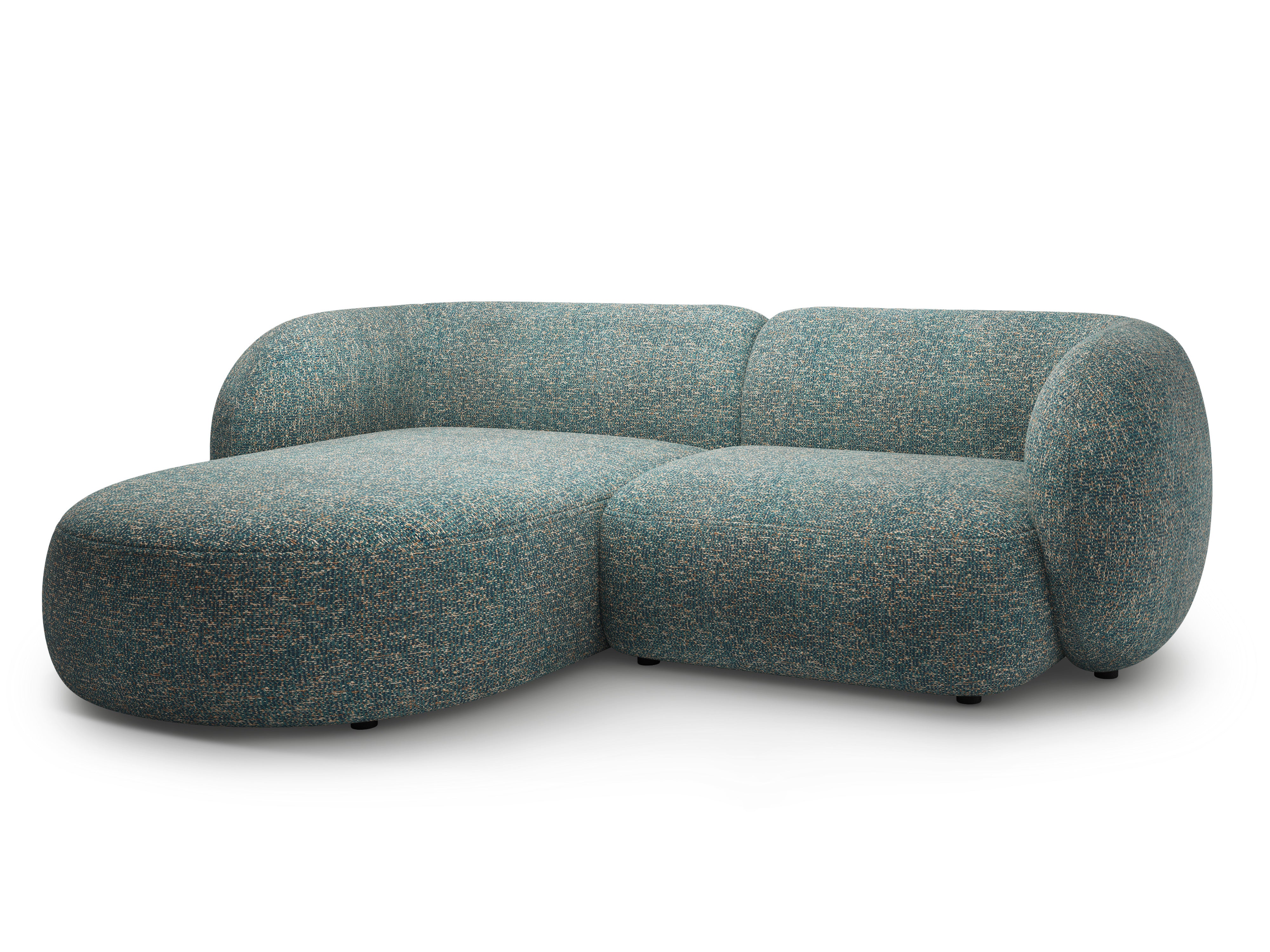 Left-sided 2-seater corner sofa KATE blue mélange
