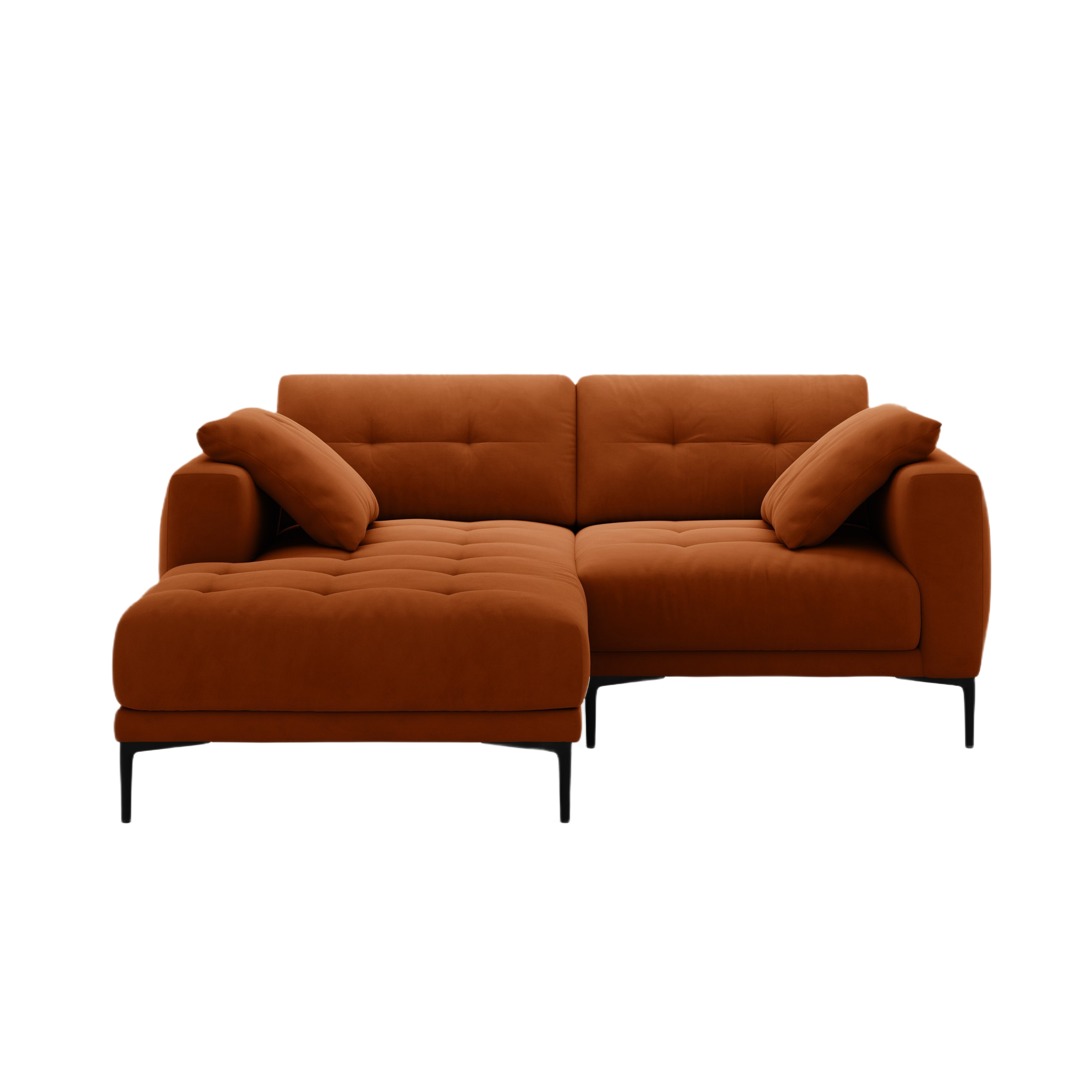 Sofa narożna lewostronna aksamitna BEMY terracotta