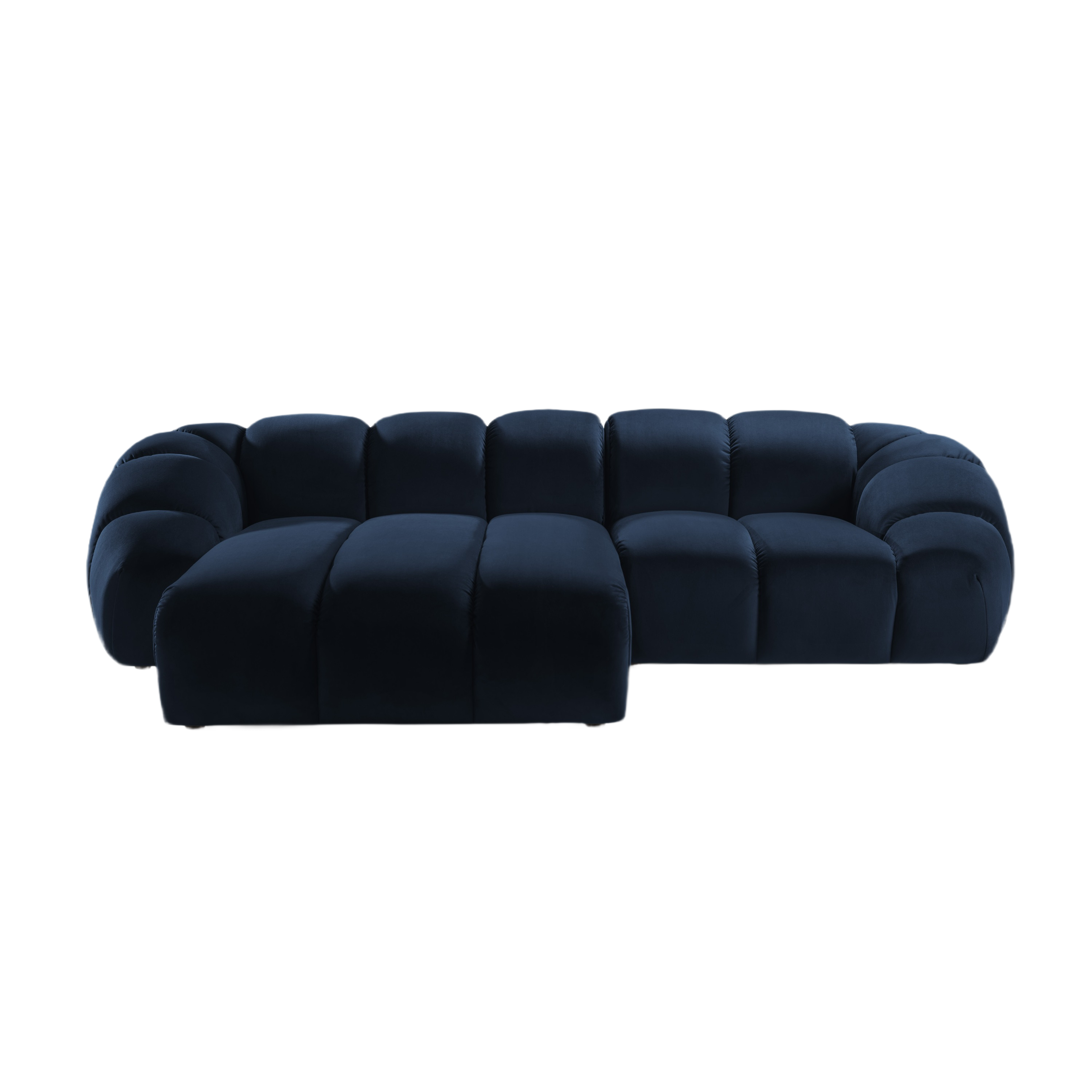 Narożnik aksamitny 3-osobowy lewostronny DIANA granat królewski