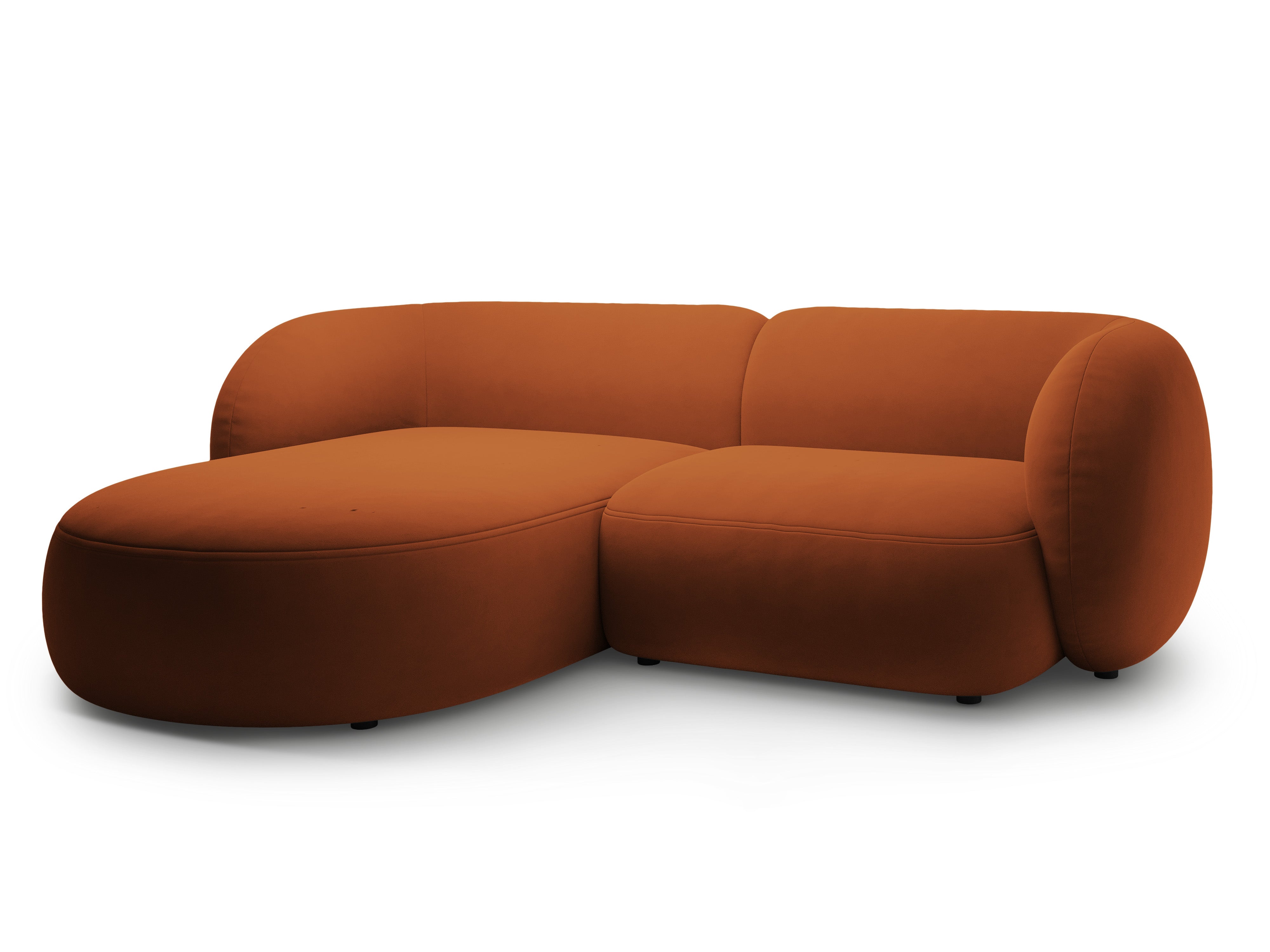 Left-facing velvet corner sofa for 2 people KATE terracotta