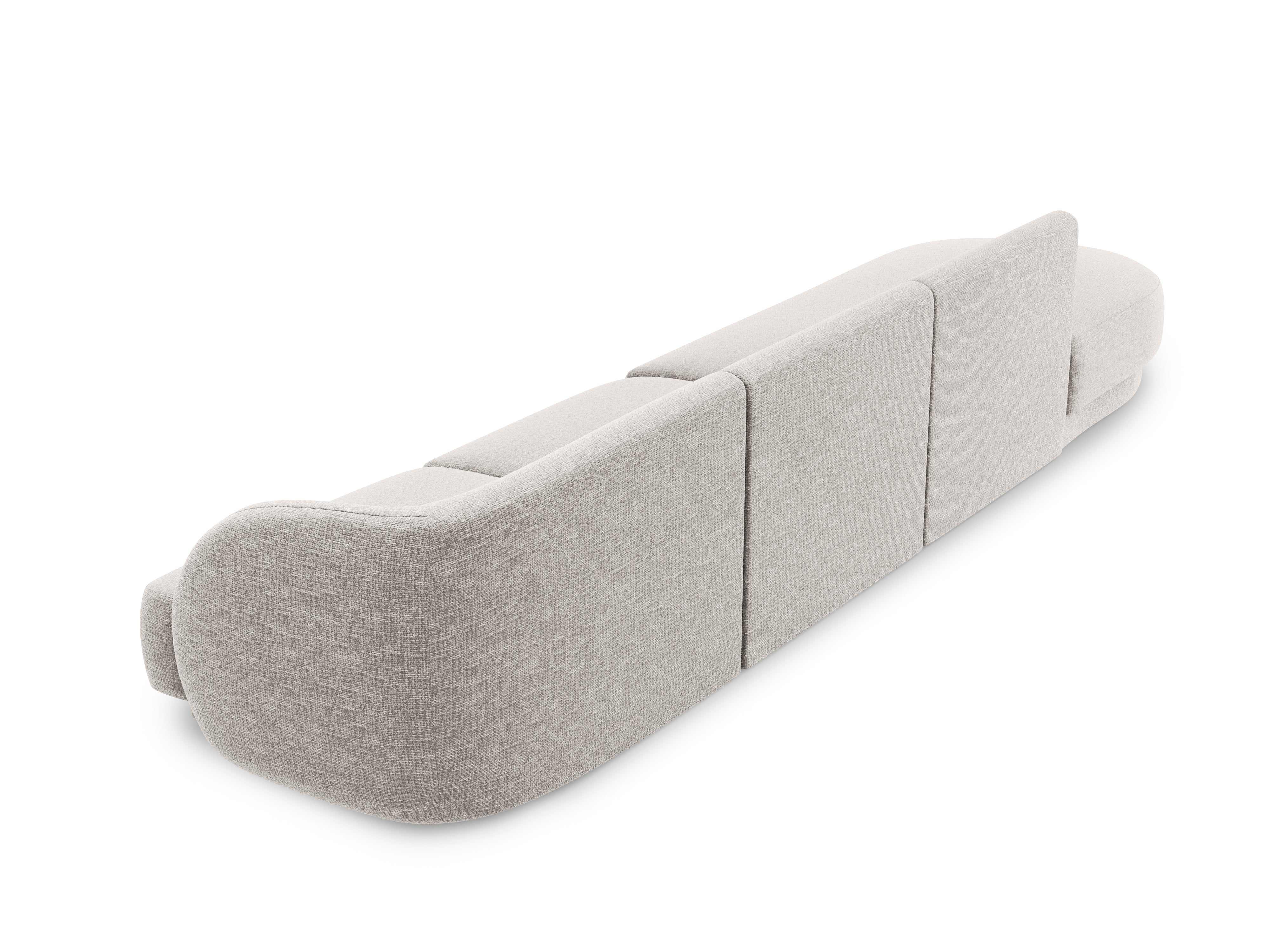 Sofa lewostronna 4-osobowa w tkaninie szenilowej otwarta MILEY jasnoszary Micadoni    Eye on Design