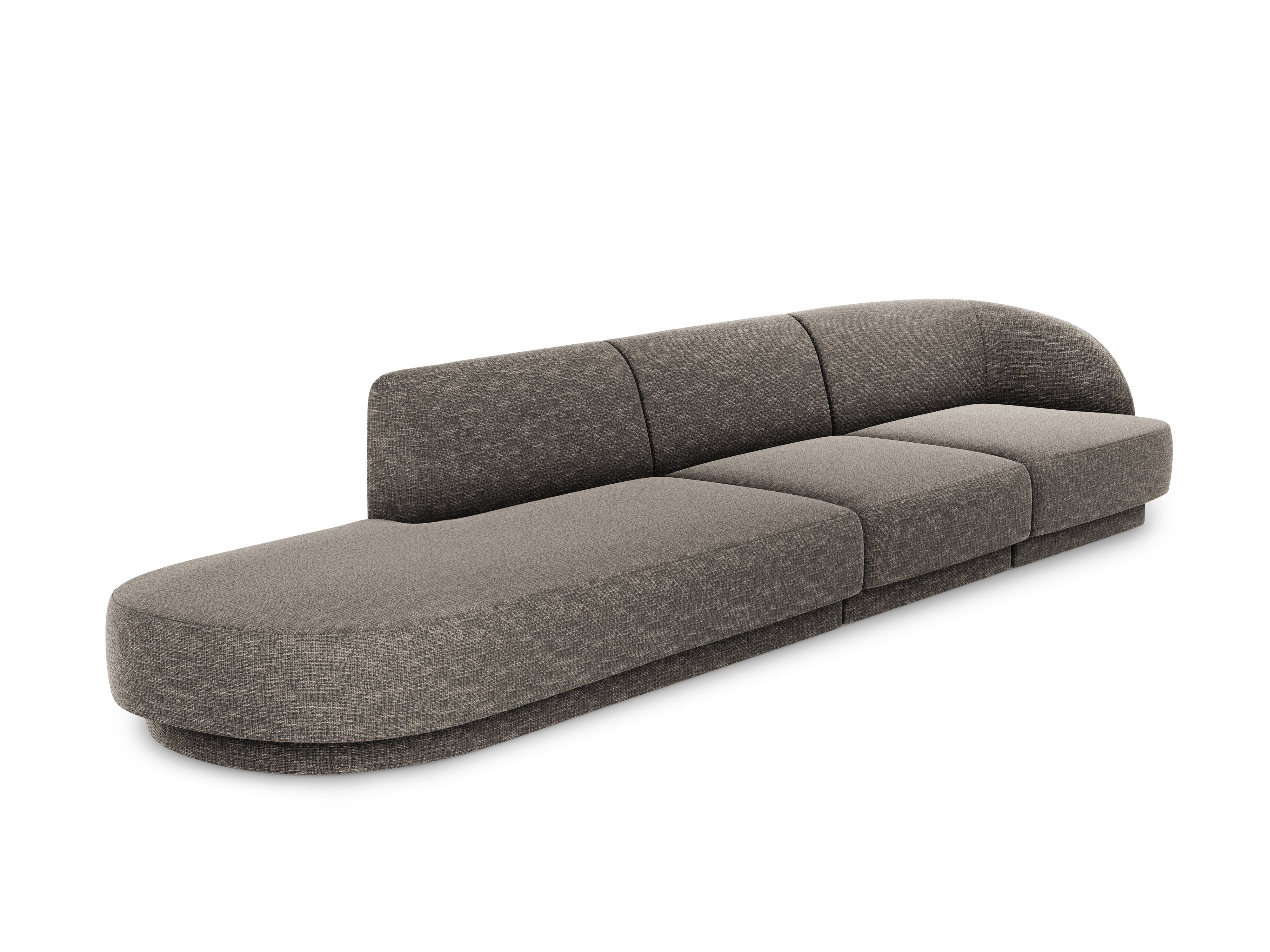 Sofa lewostronna 4-osobowa w tkaninie szenilowej otwarta MILEY szary Micadoni    Eye on Design