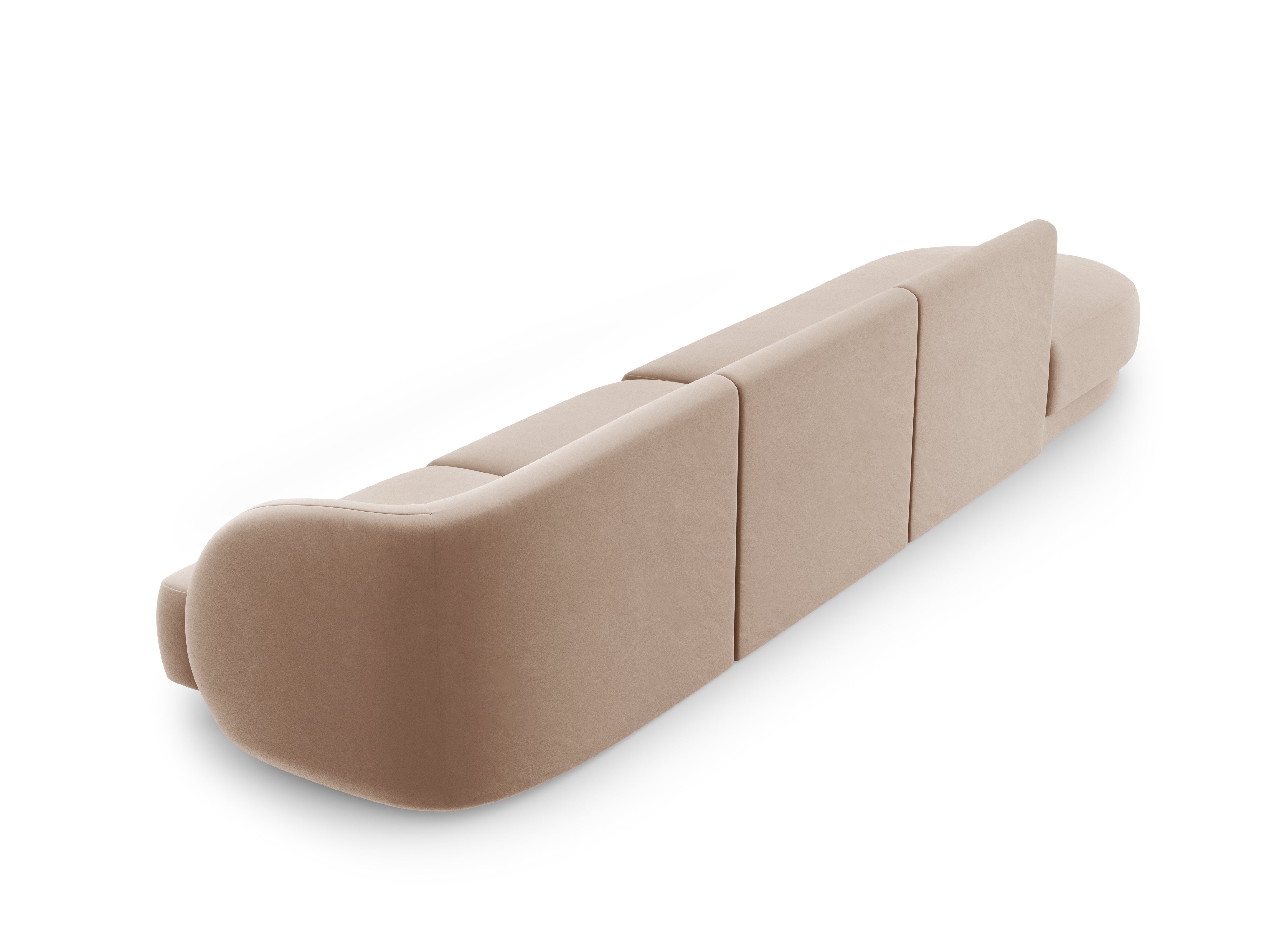 Sofa aksamitna lewostronna 4-osobowa otwarta MILEY cappuccino Micadoni    Eye on Design