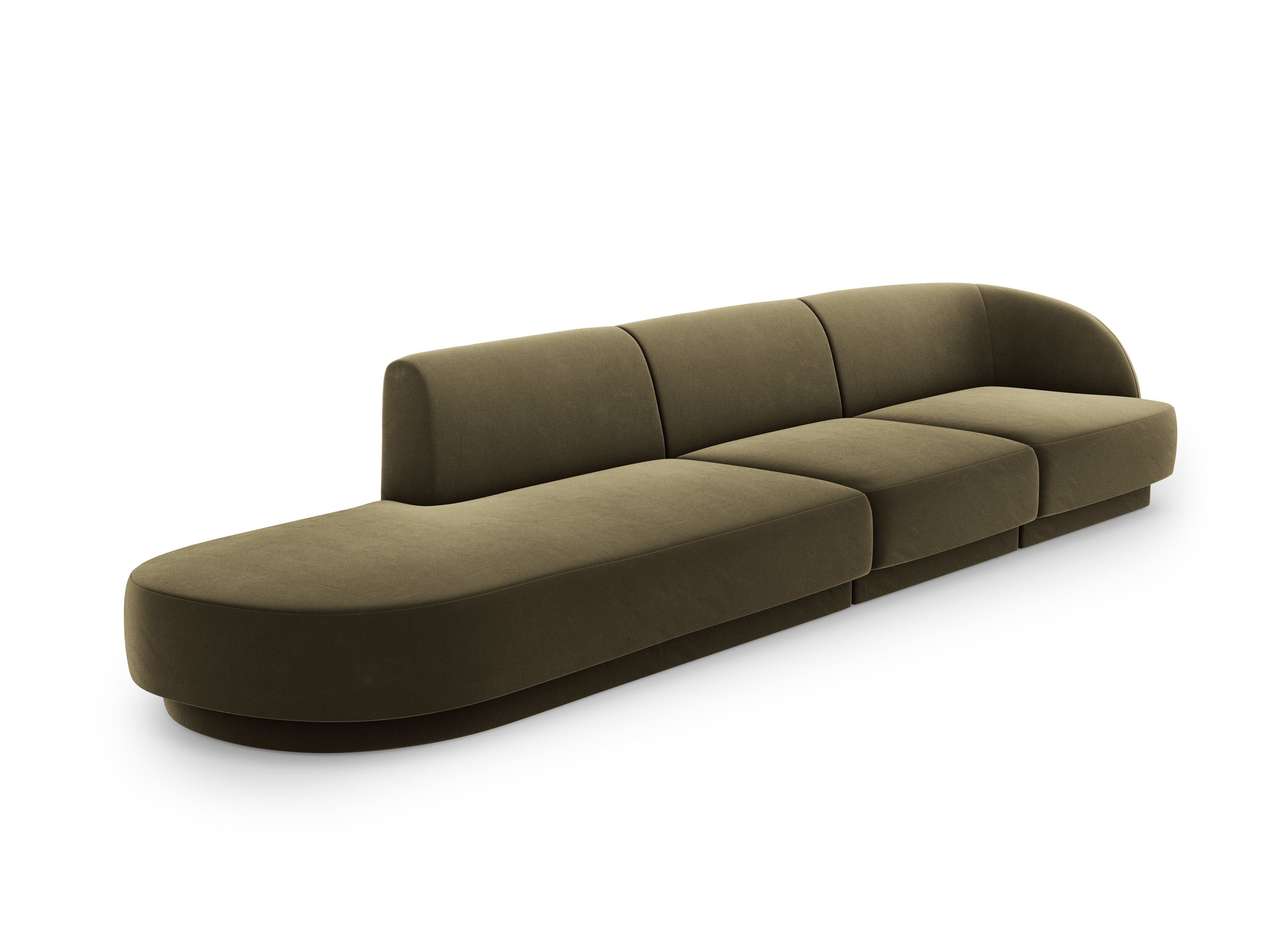Sofa aksamitna lewostronna 4-osobowa otwarta MILEY zielony Micadoni    Eye on Design