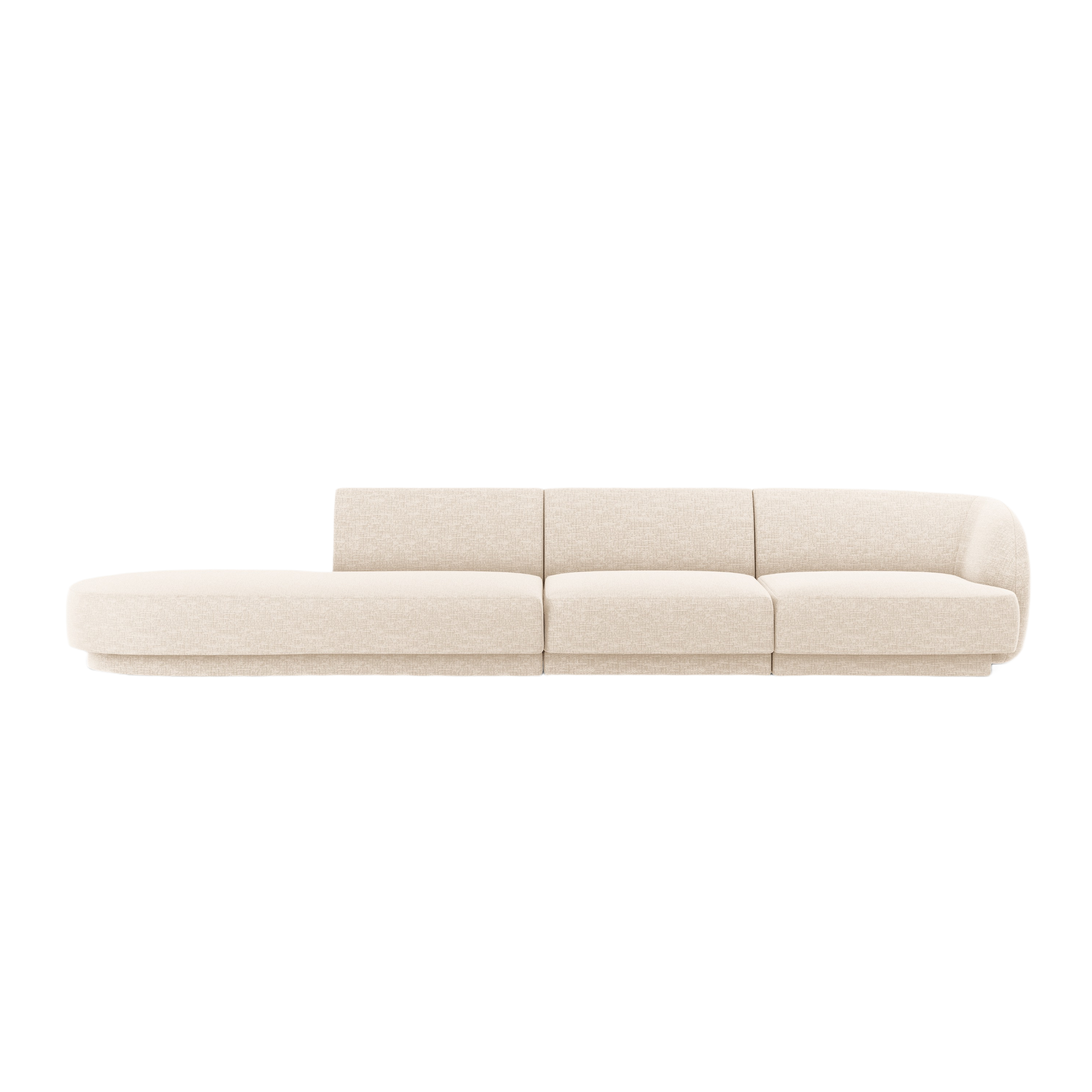 Left-facing 4-seater open sofa MILEY light beige silky chenille