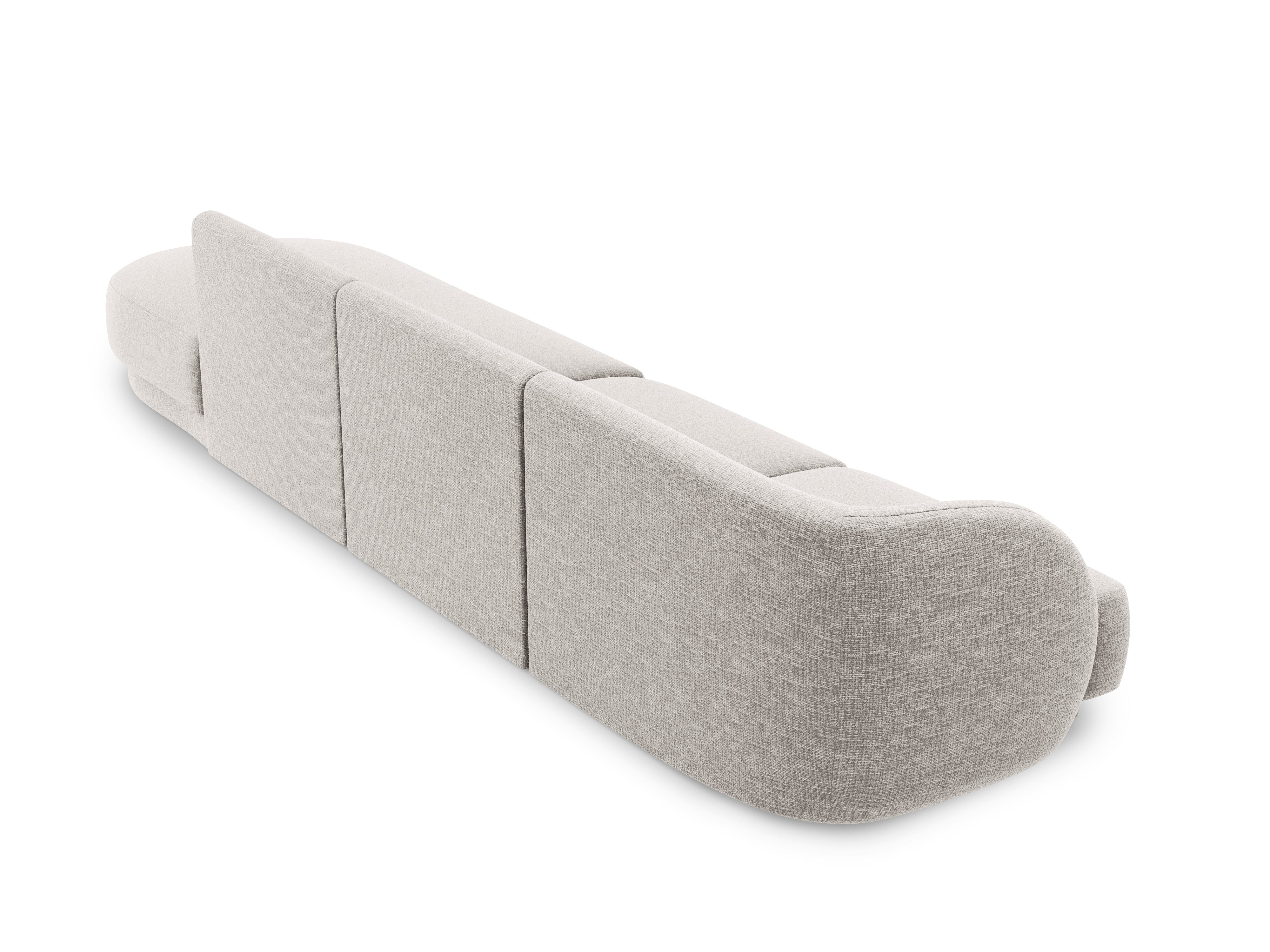 Sofa prawostronna 4-osobowa w tkaninie szenilowej otwarta MILEY jasnoszary Micadoni    Eye on Design