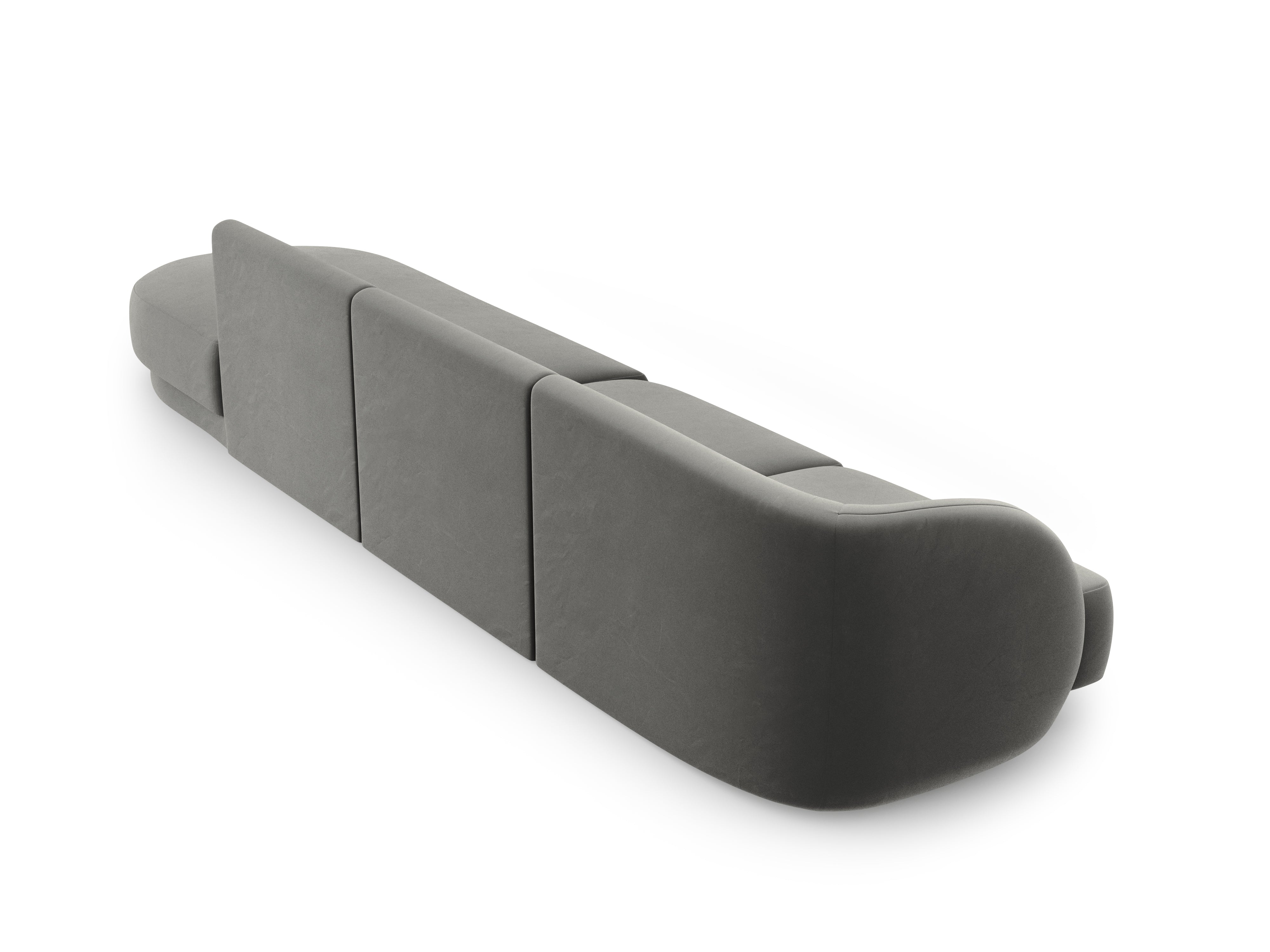 Sofa aksamitna prawostronna 4-osobowa otwarta MILEY jasnoszary Micadoni    Eye on Design