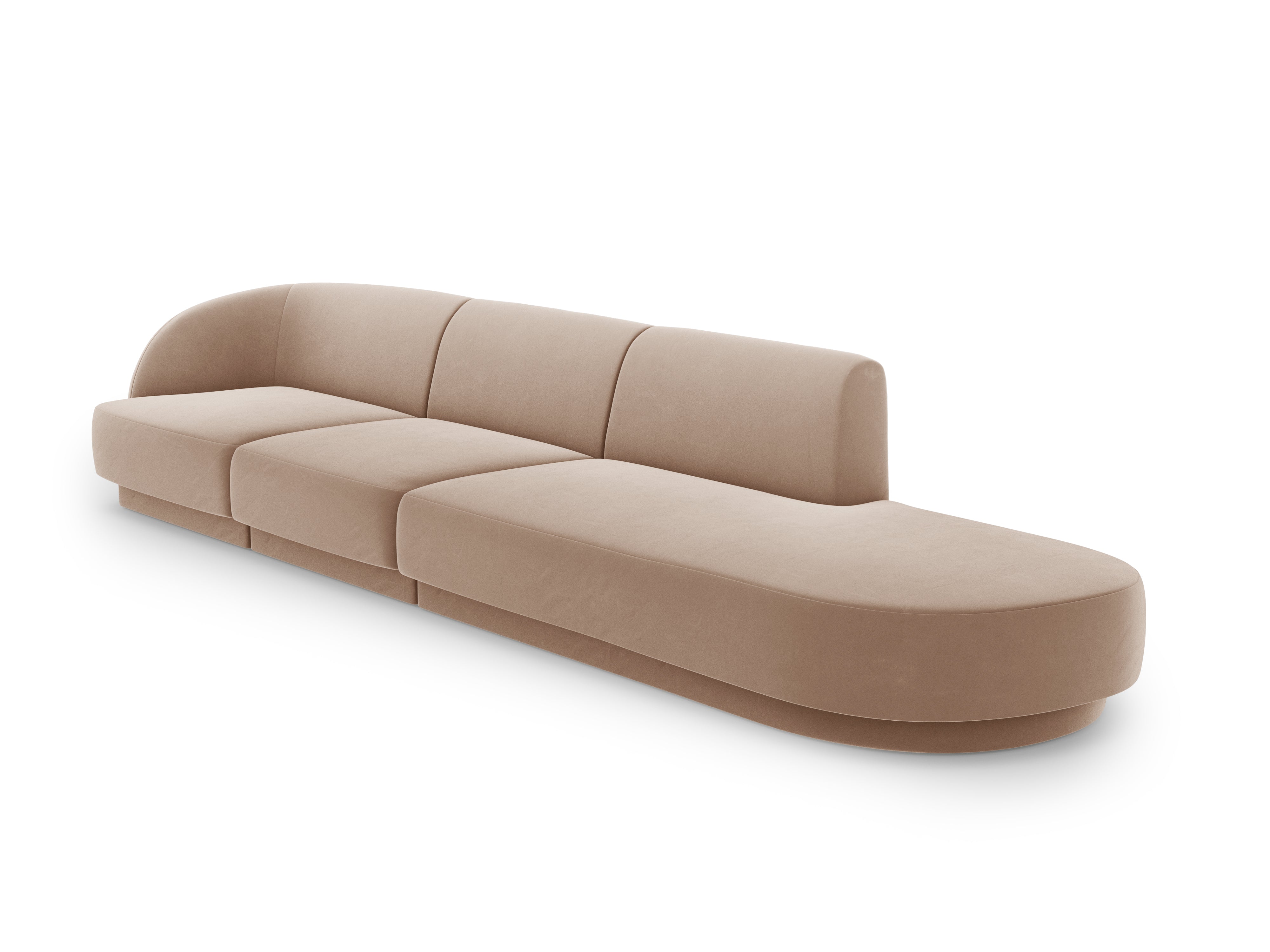 Sofa aksamitna prawostronna 4-osobowa otwarta MILEY cappuccino Micadoni    Eye on Design