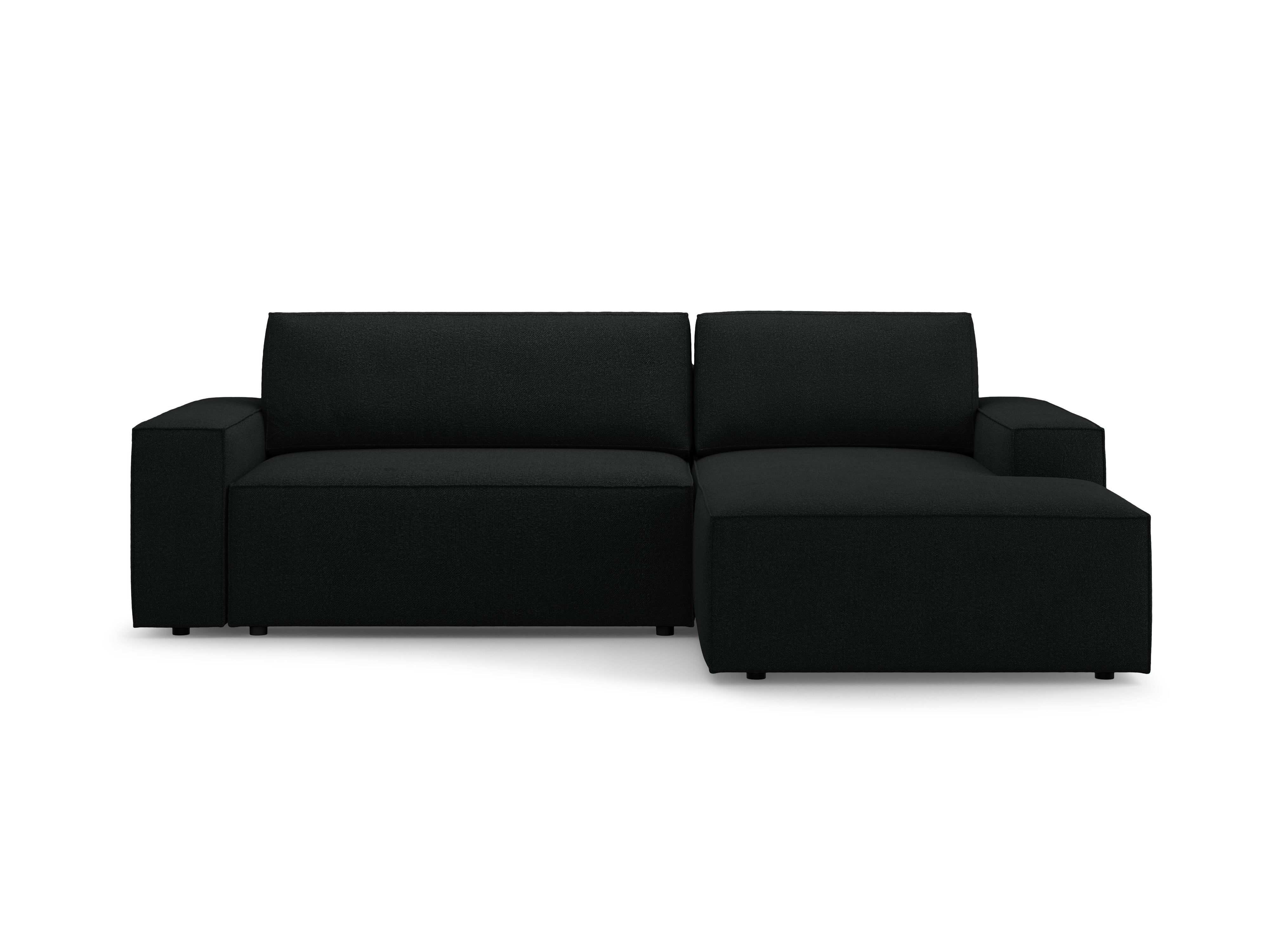 Right-facing corner sofa bed JODIE black boucle