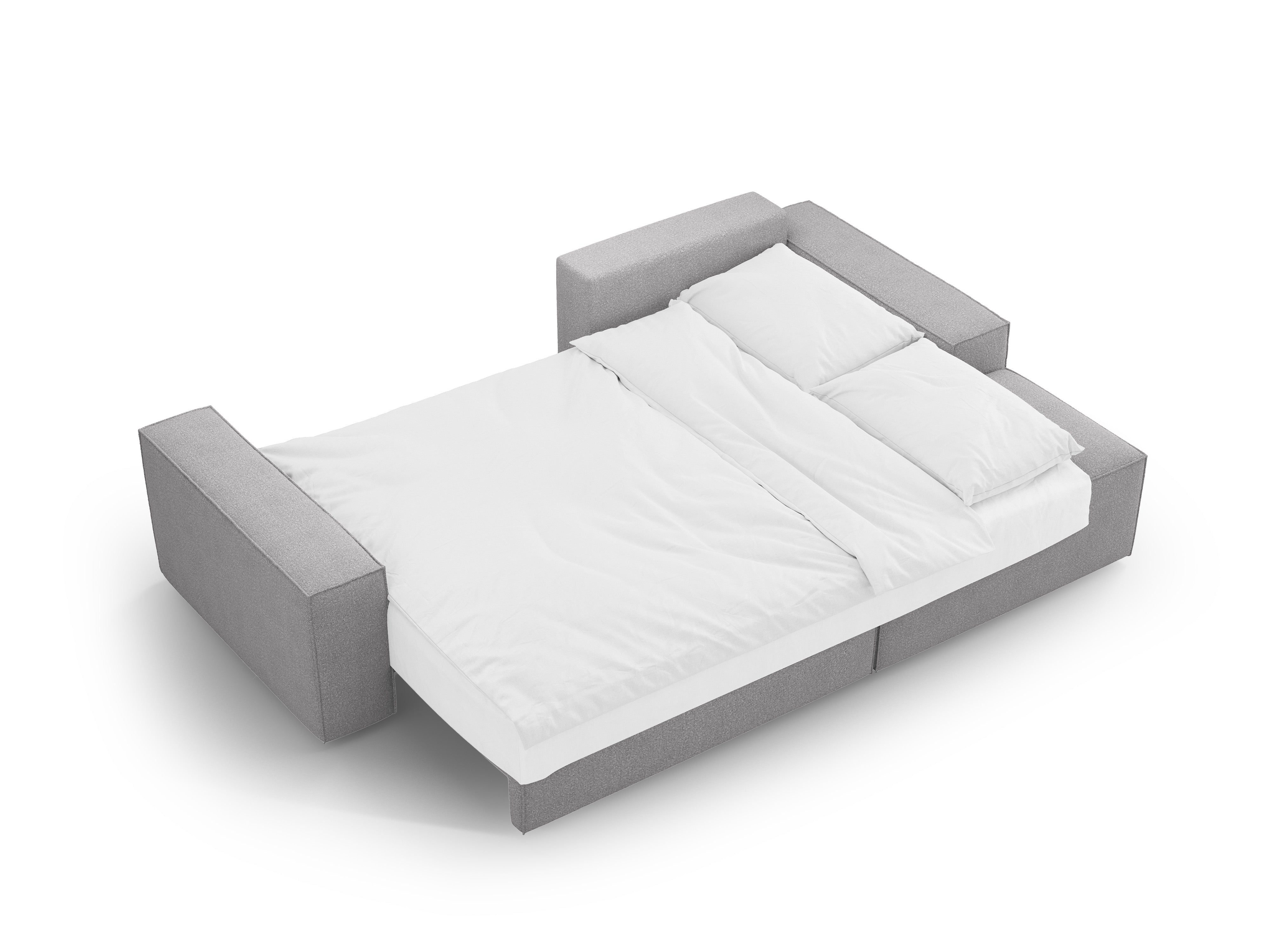 Right-facing corner sofa bed JODIE light gray boucle