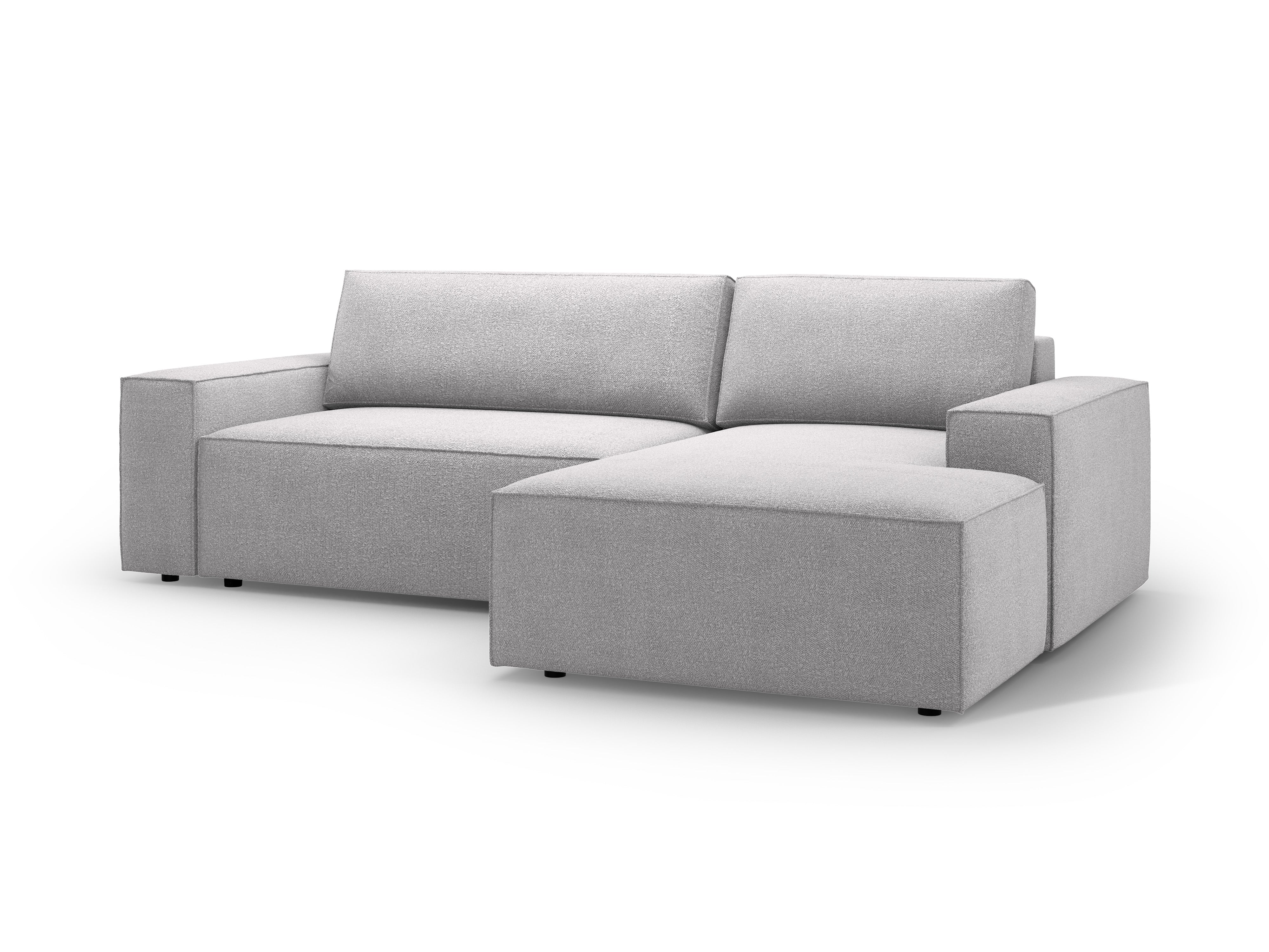 Right-facing corner sofa bed JODIE light gray boucle