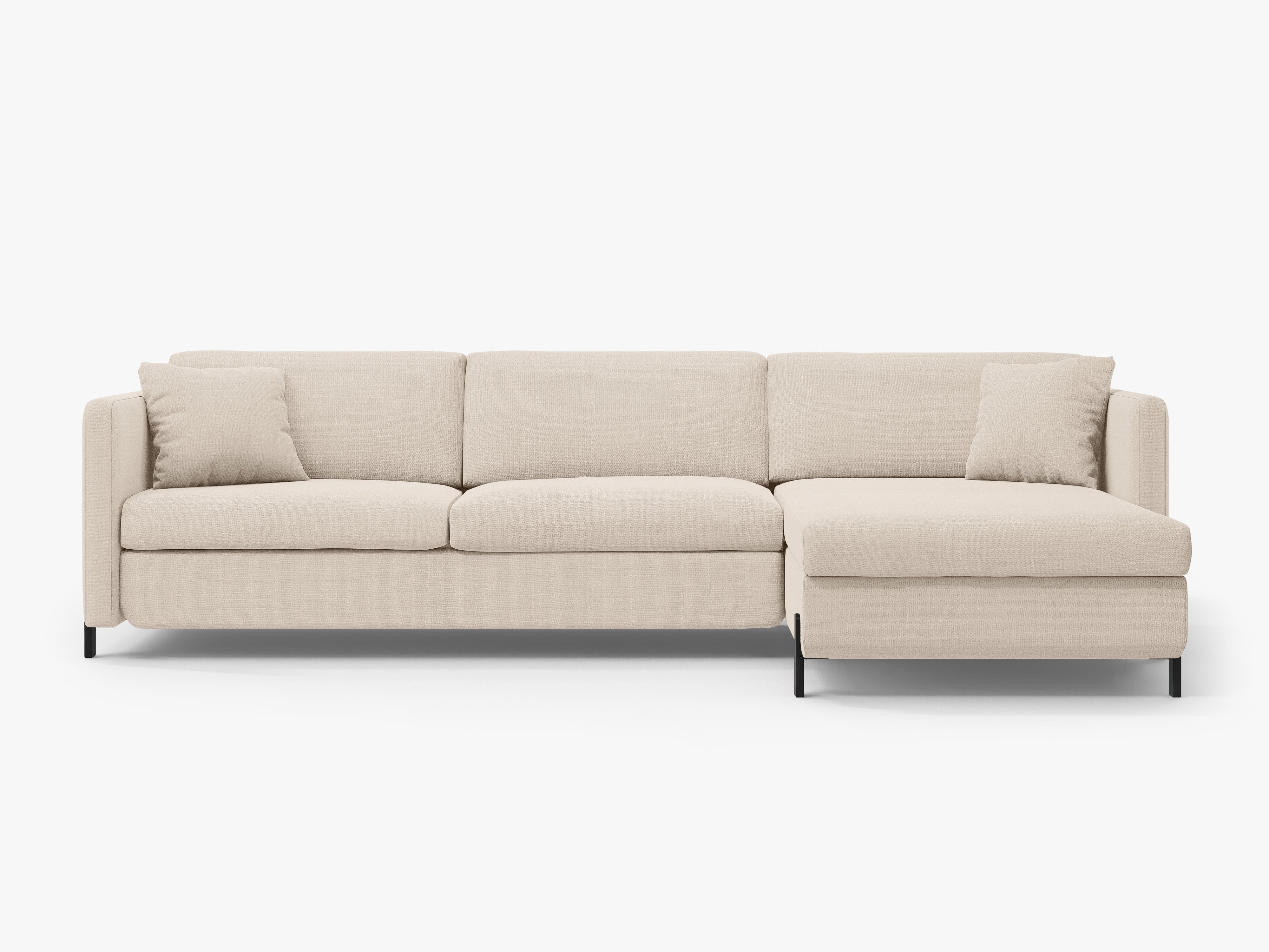 Right-sided corner sofa bed GLORIA beige chenille