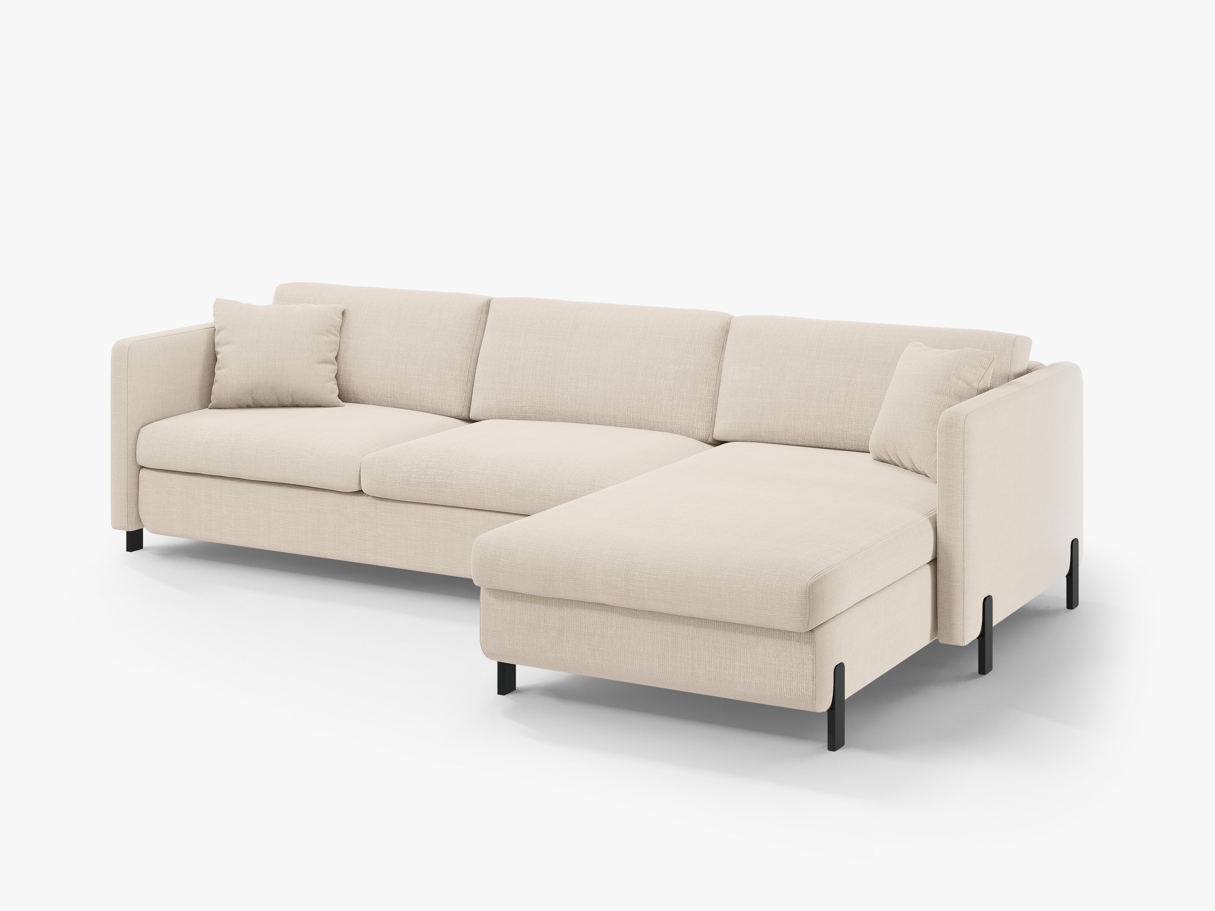 Right-sided corner sofa bed GLORIA beige chenille