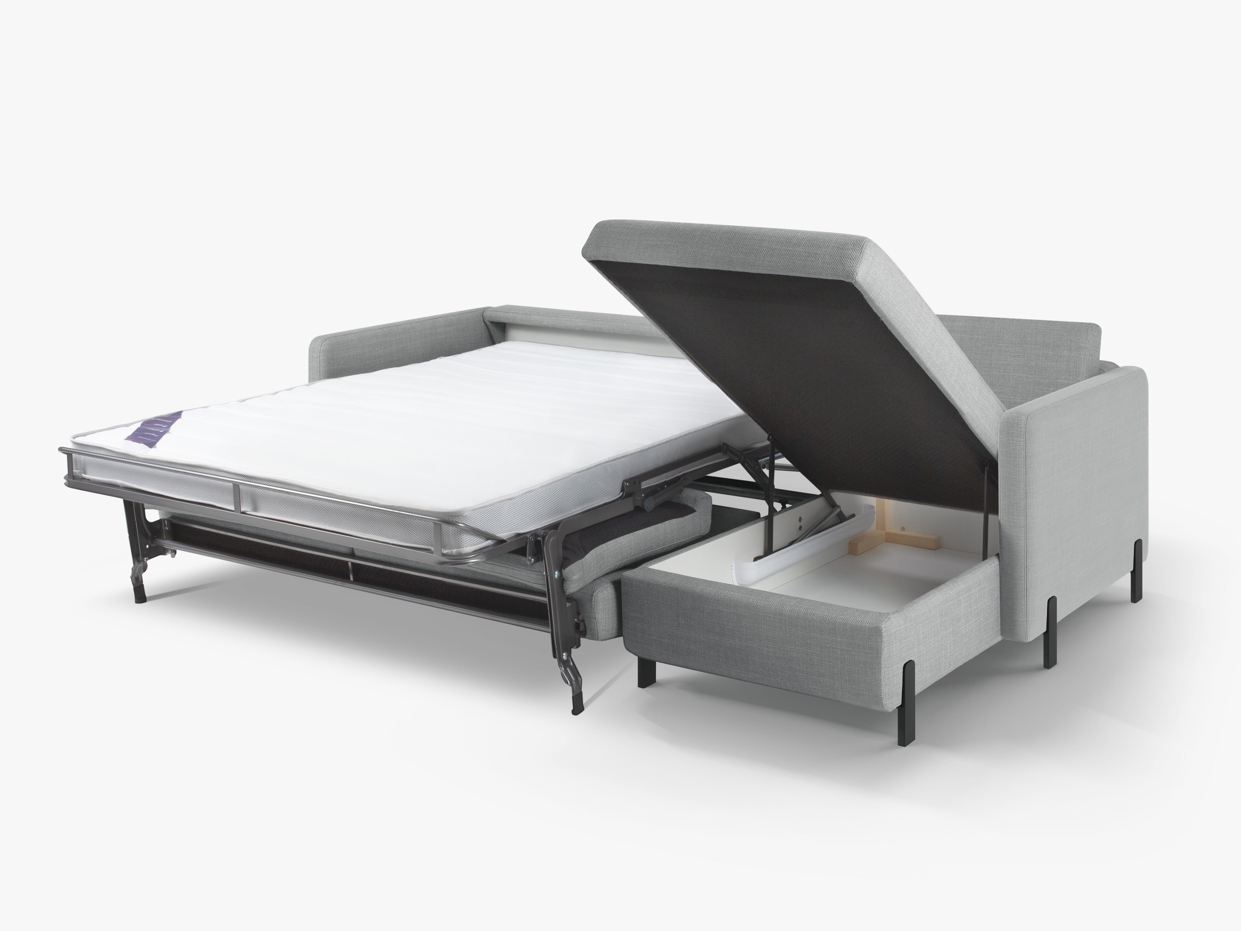 Right-sided corner sofa bed GLORIA light gray chenille