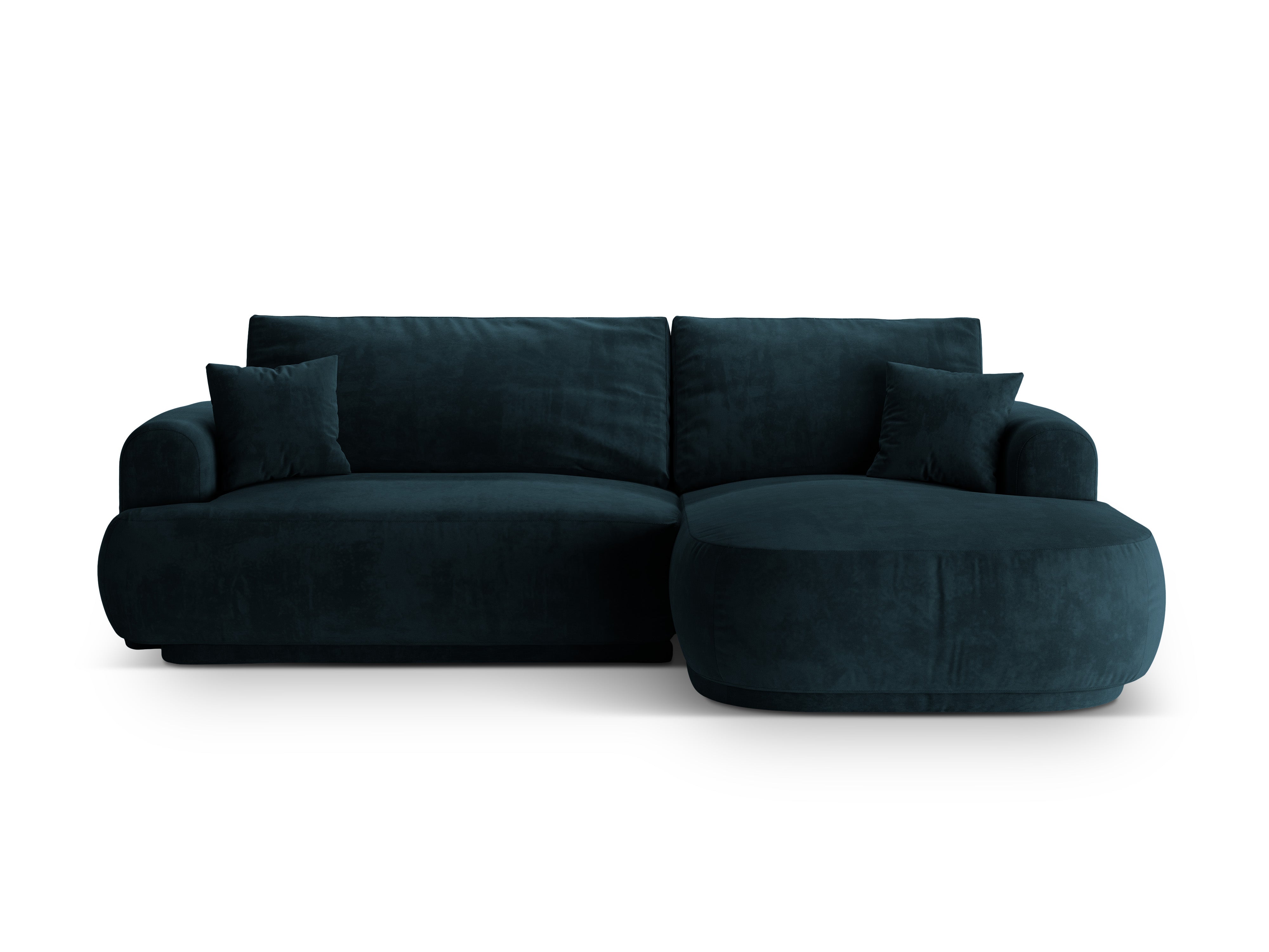 Pravostranný sametový rohový gauč s funkcí spaní ELLA granátově modrý petrol