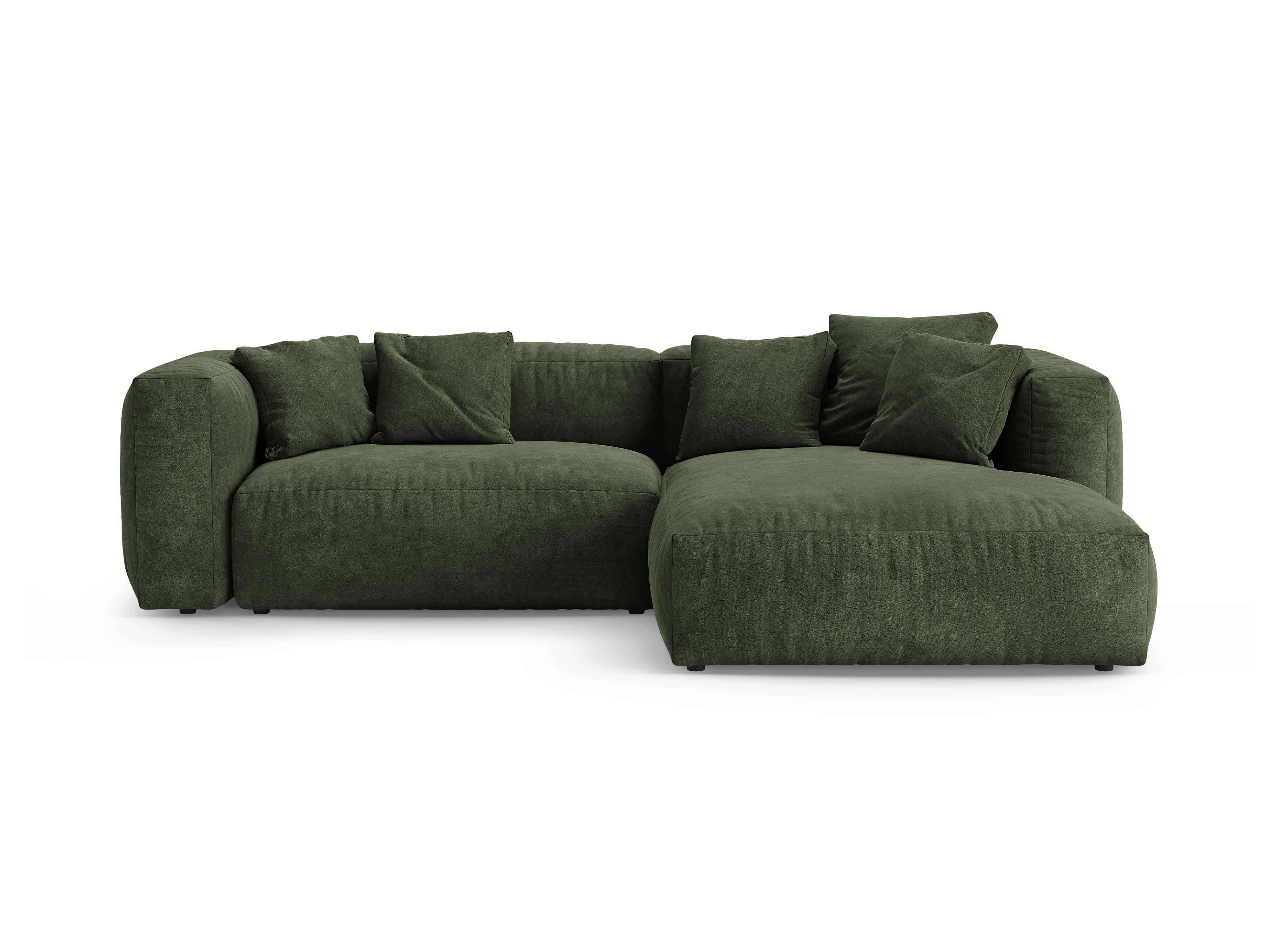 Rohová sametová pohovka pravostranná s funkcí spaní MARTINA zelená [Ewelina] [Amelia spr]