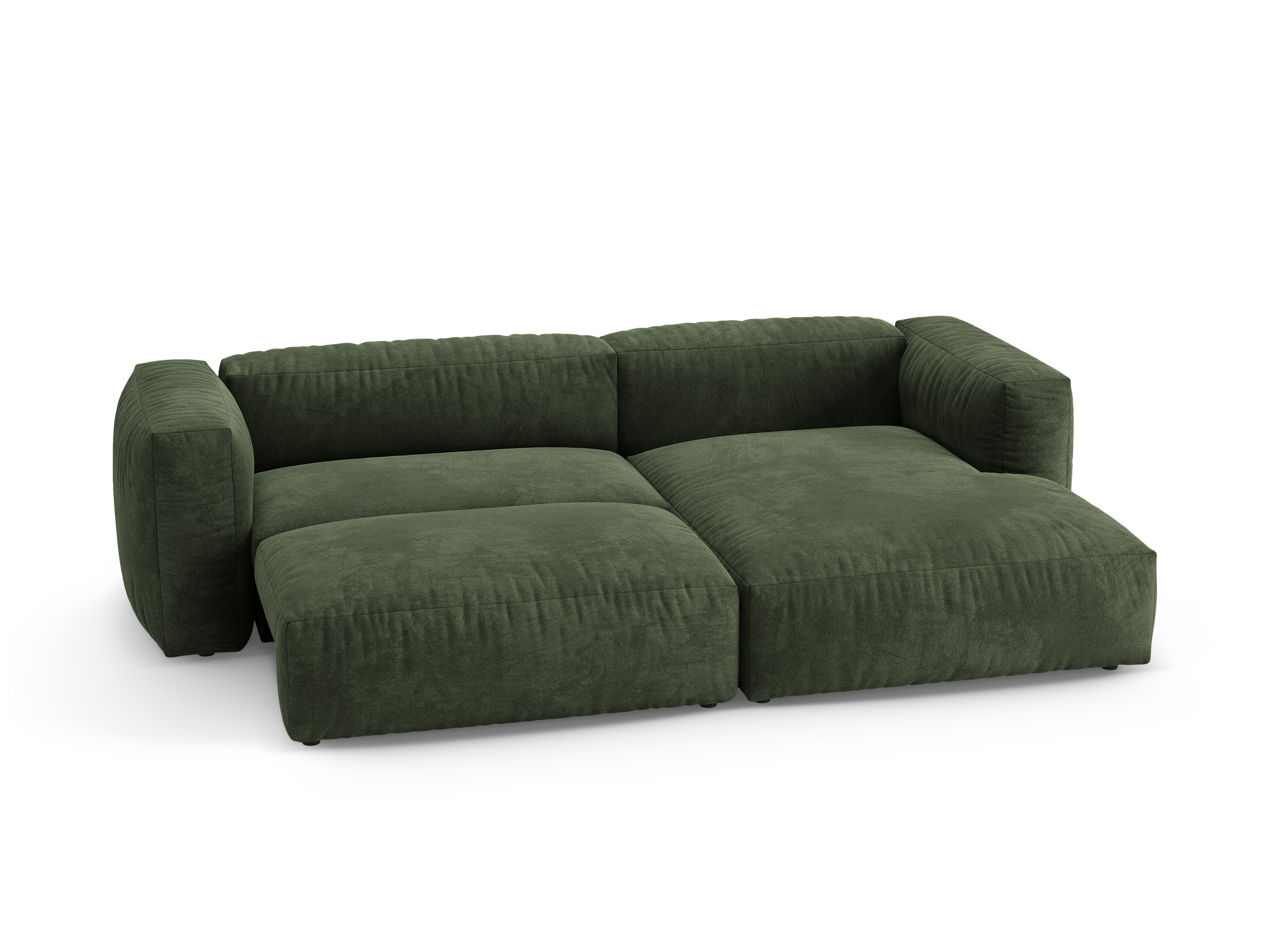 Rohová sametová pohovka pravostranná s funkcí spaní MARTINA zelená [Ewelina] [Amelia spr]