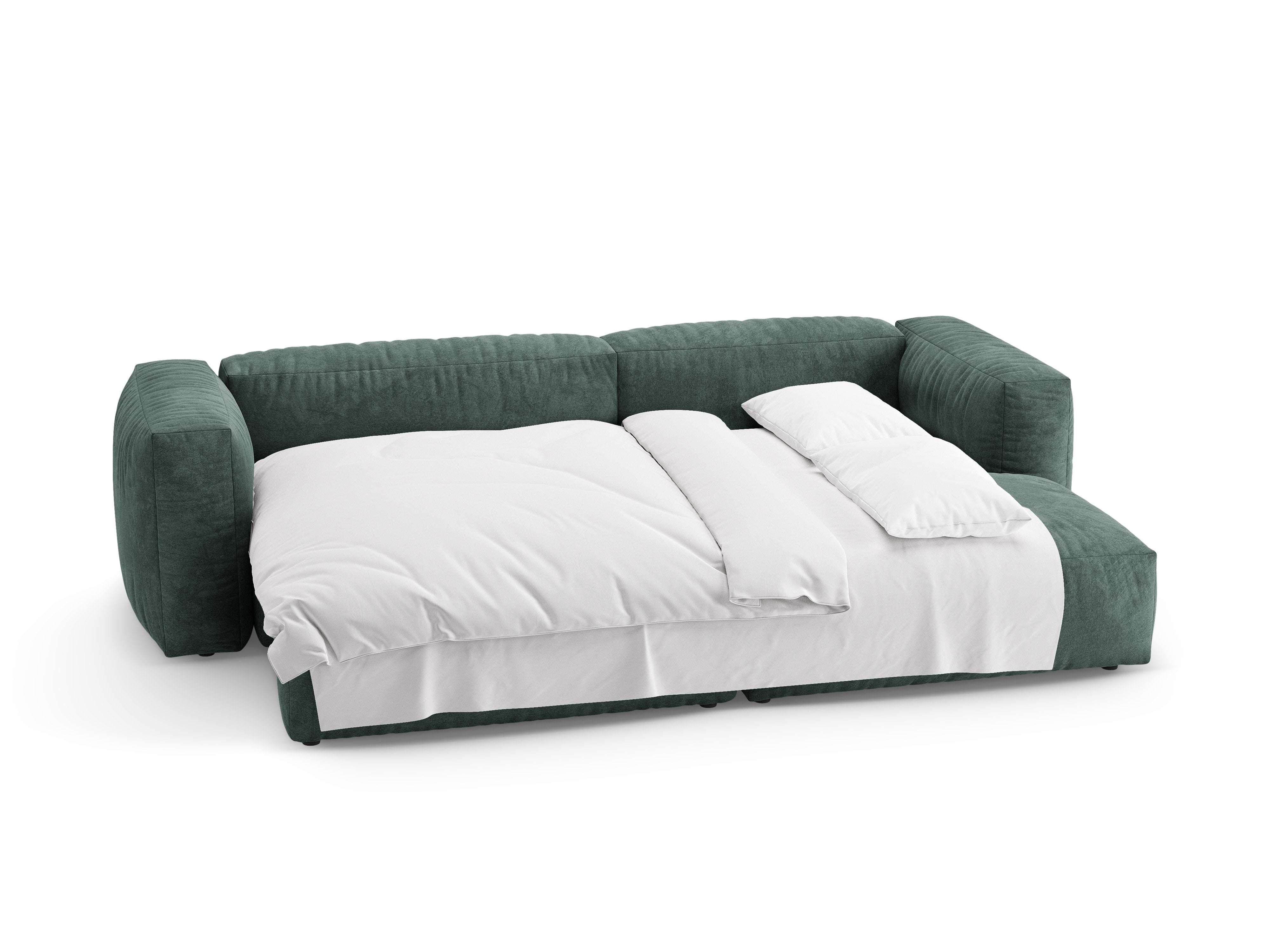 Sametový rohový gauč pravostranný s funkcí spaní MARTINA petrol [Ewelina]