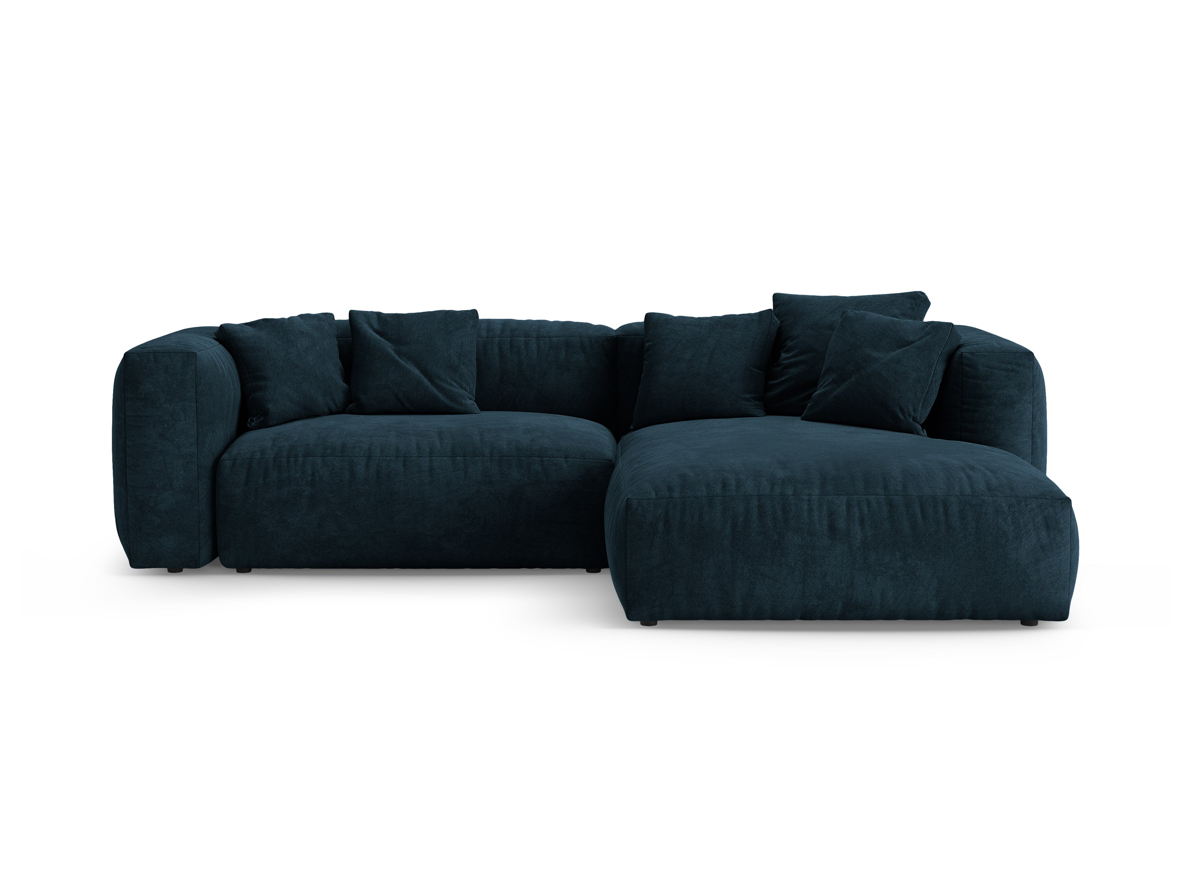 Rohová pohovka z sametu pravostranná s funkcí spaní MARTINA hluboká petrol