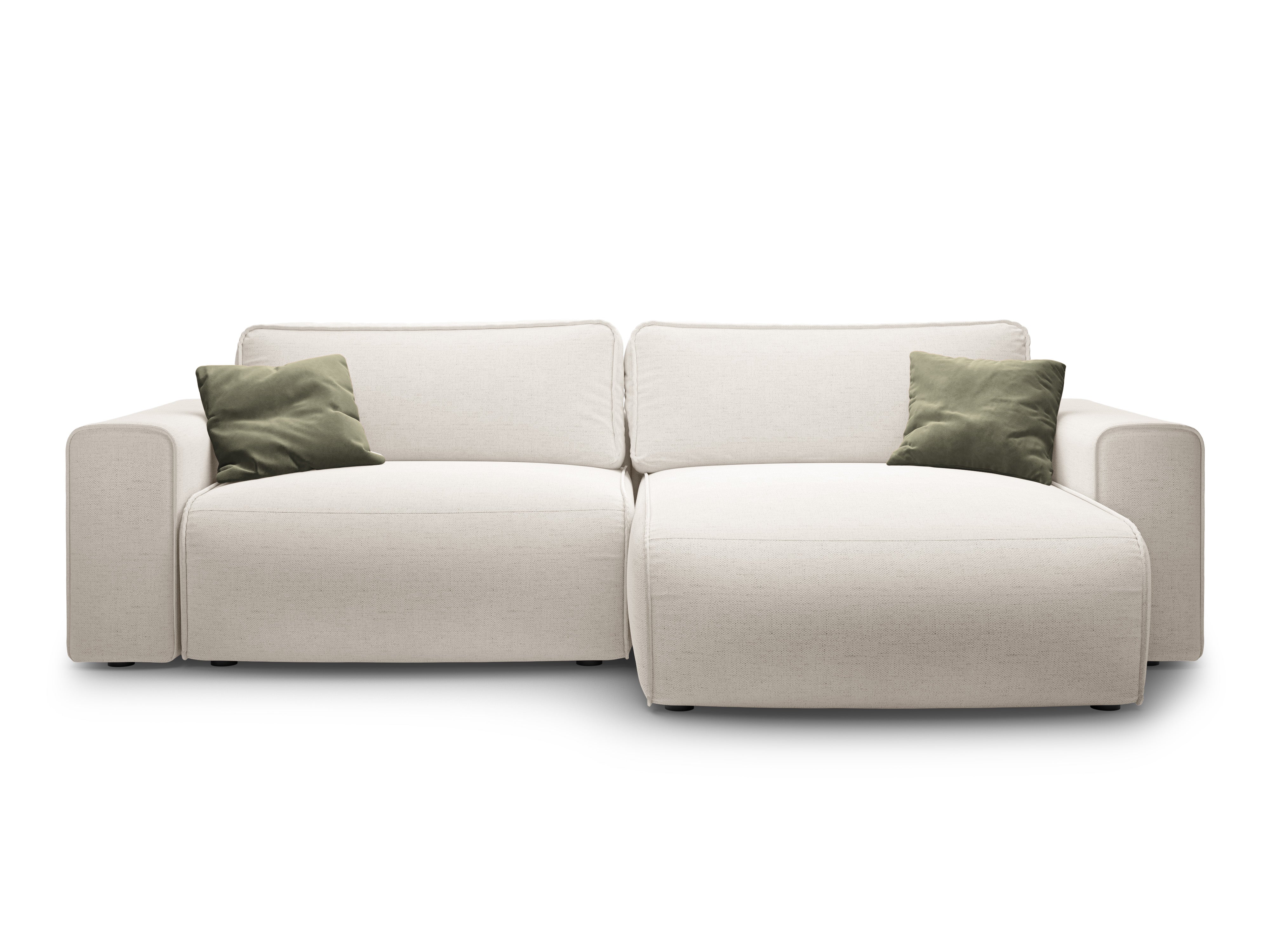 Pravostranný rohový 3-místný gauč s funkcí spaní VICTOR světle béžový šenil