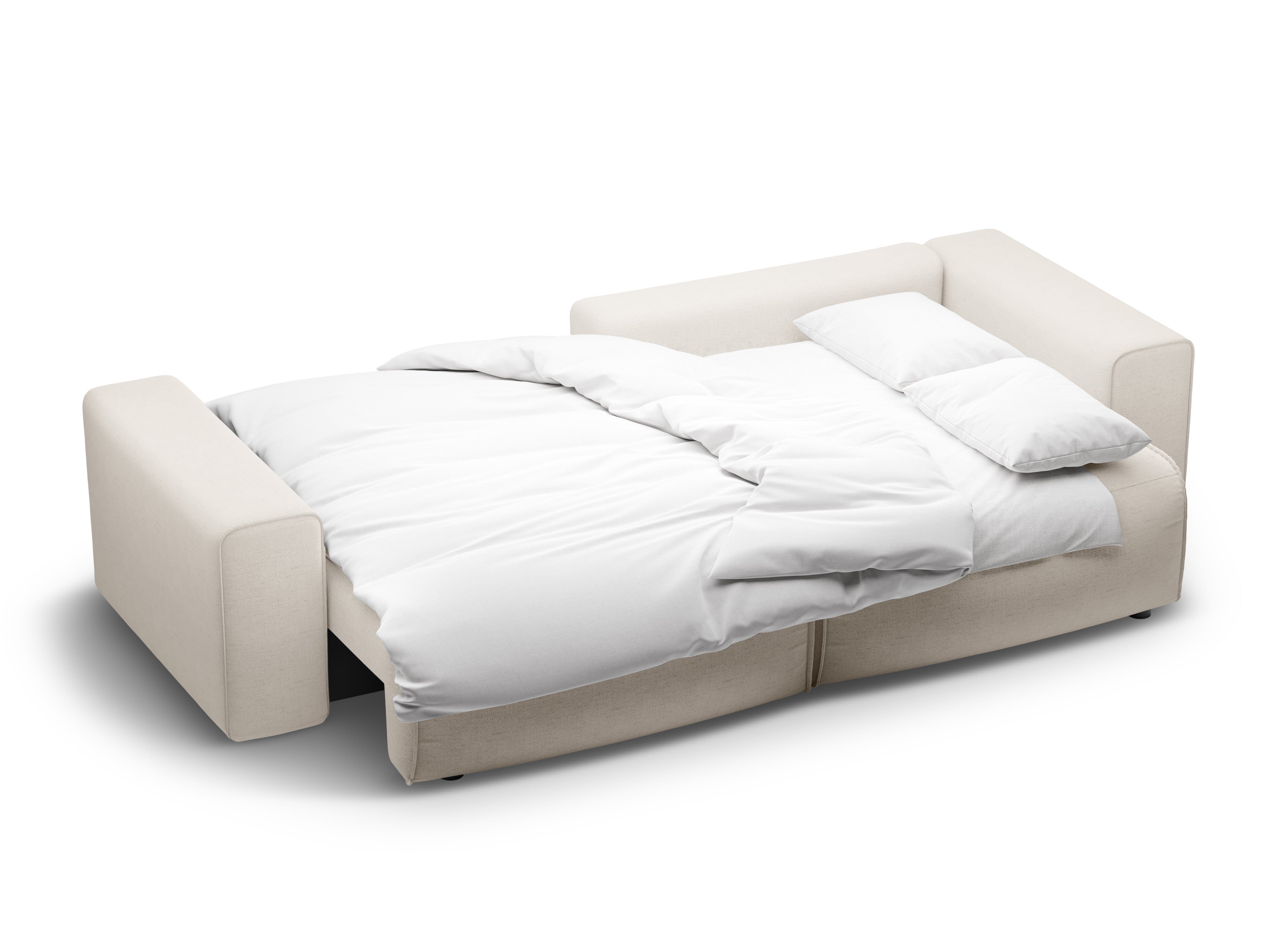 Pravostranný rohový 3-místný gauč s funkcí spaní VICTOR světle béžový šenil