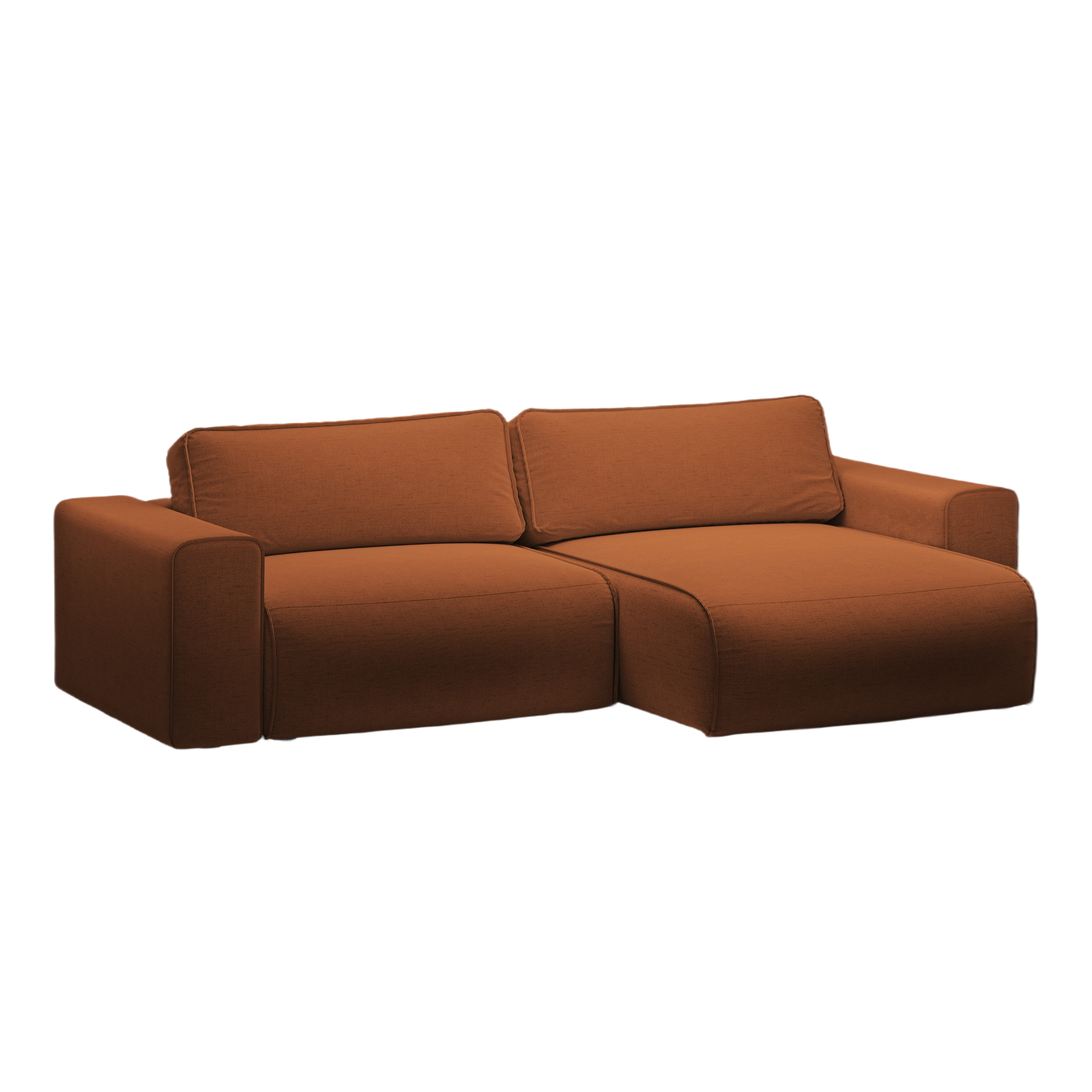 Right-facing 3-seater sofa bed VICTOR brick chenille