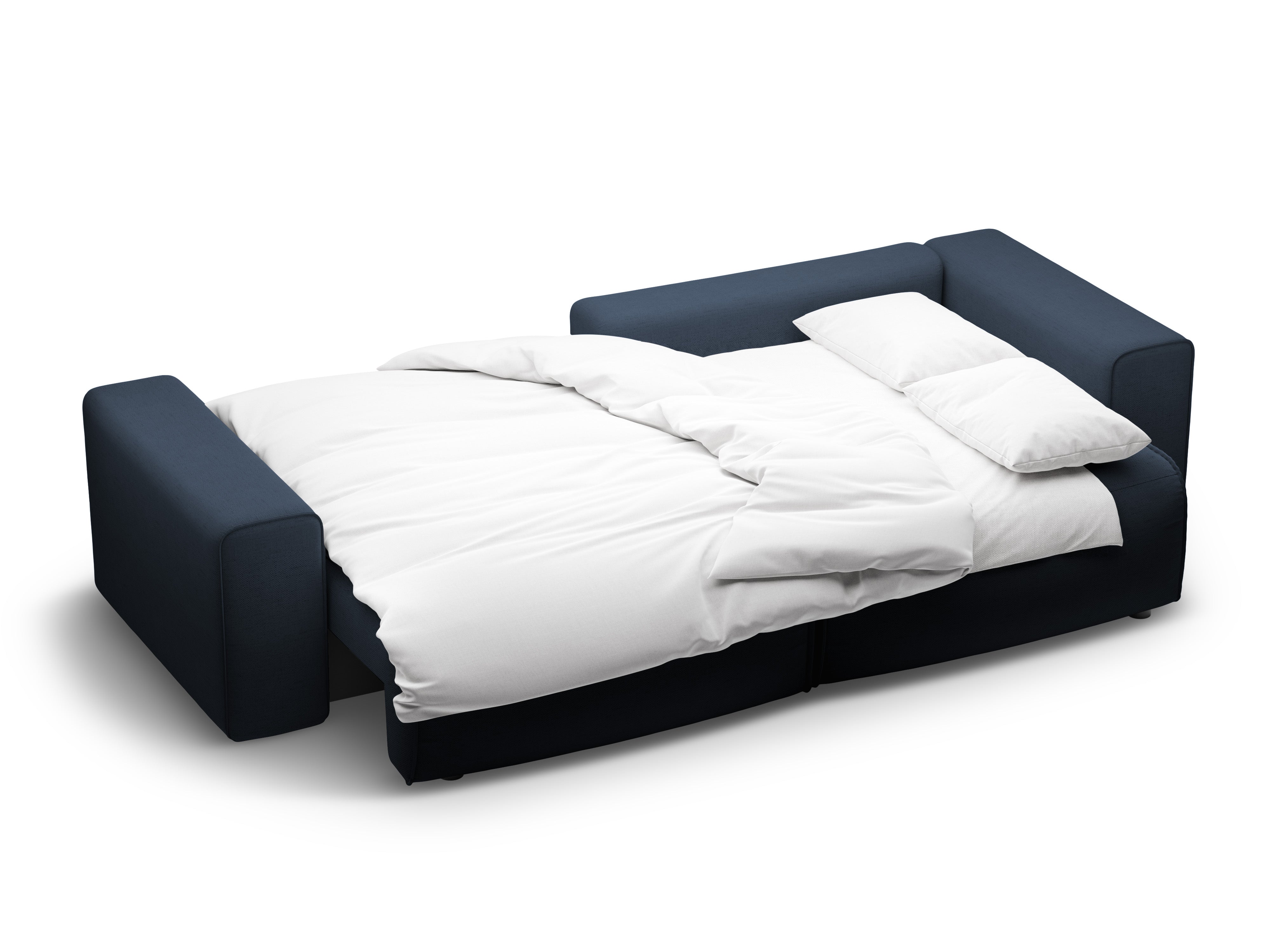 Pravostranný rohový 3-místný gauč s funkcí spaní VICTOR královská modř s chenillem