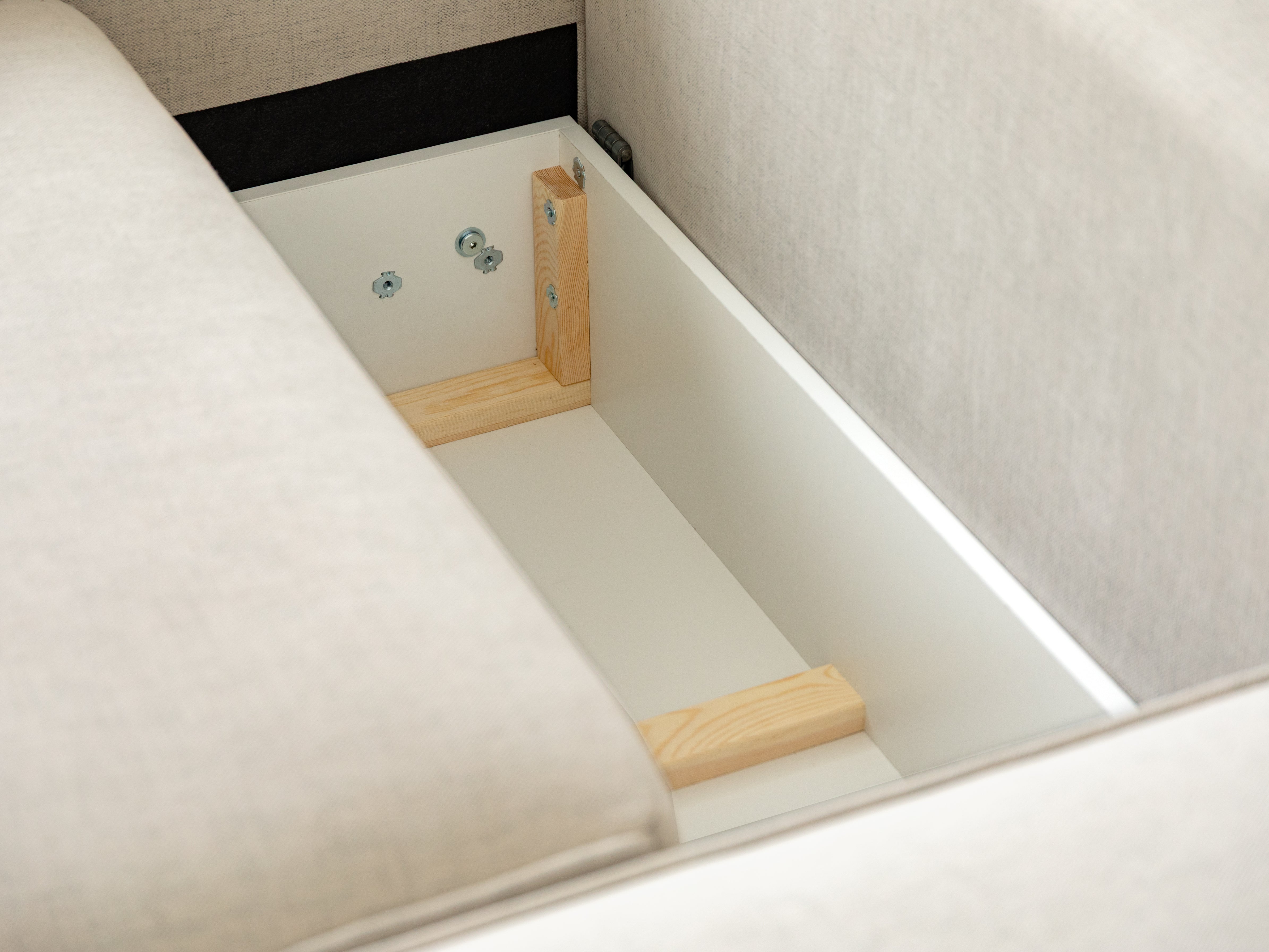 Left-sided 3-seater sofa bed VICTOR light beige chenille