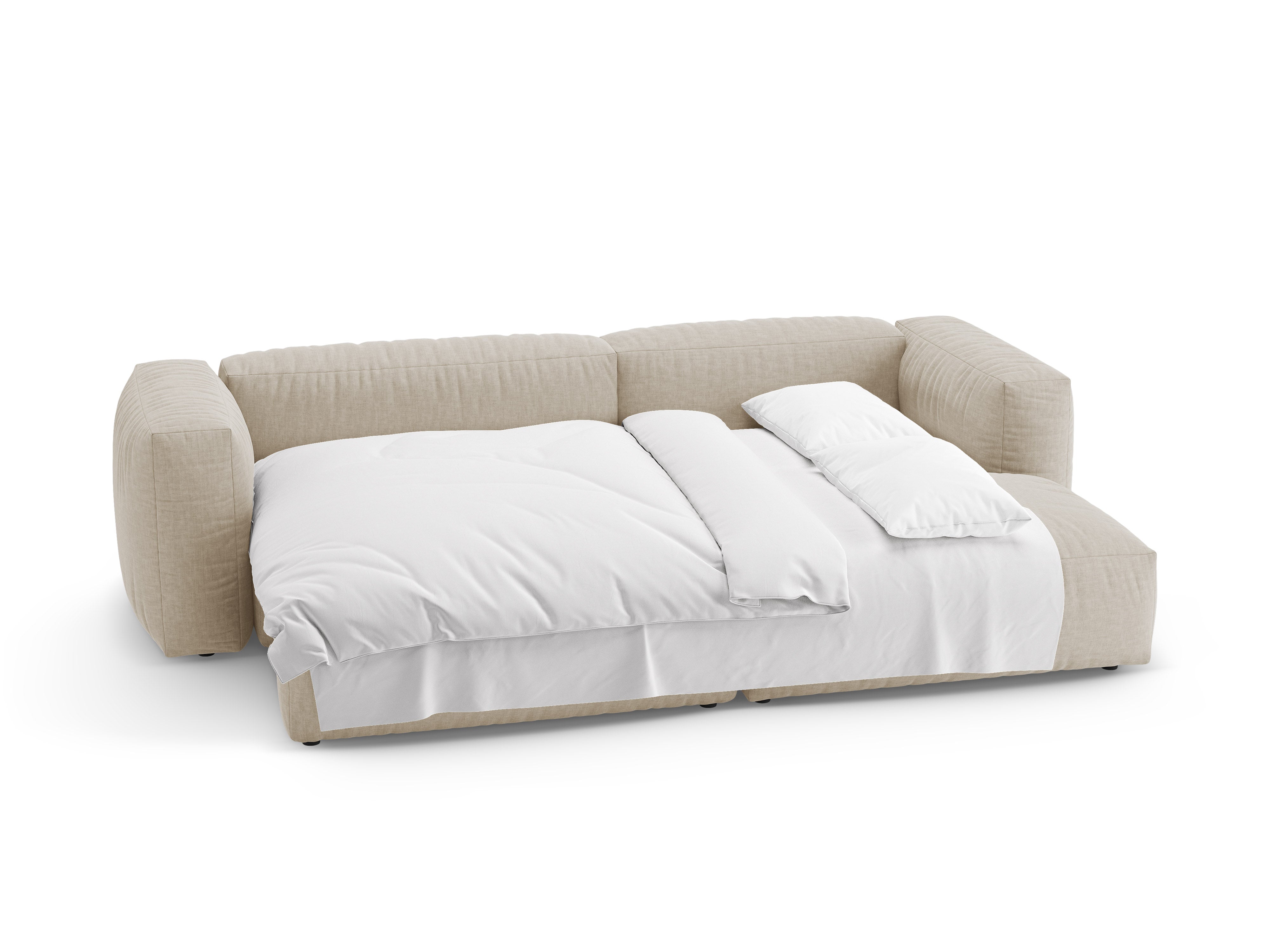 Right-sided corner sofa bed MARTINA light beige [Ewelina]
