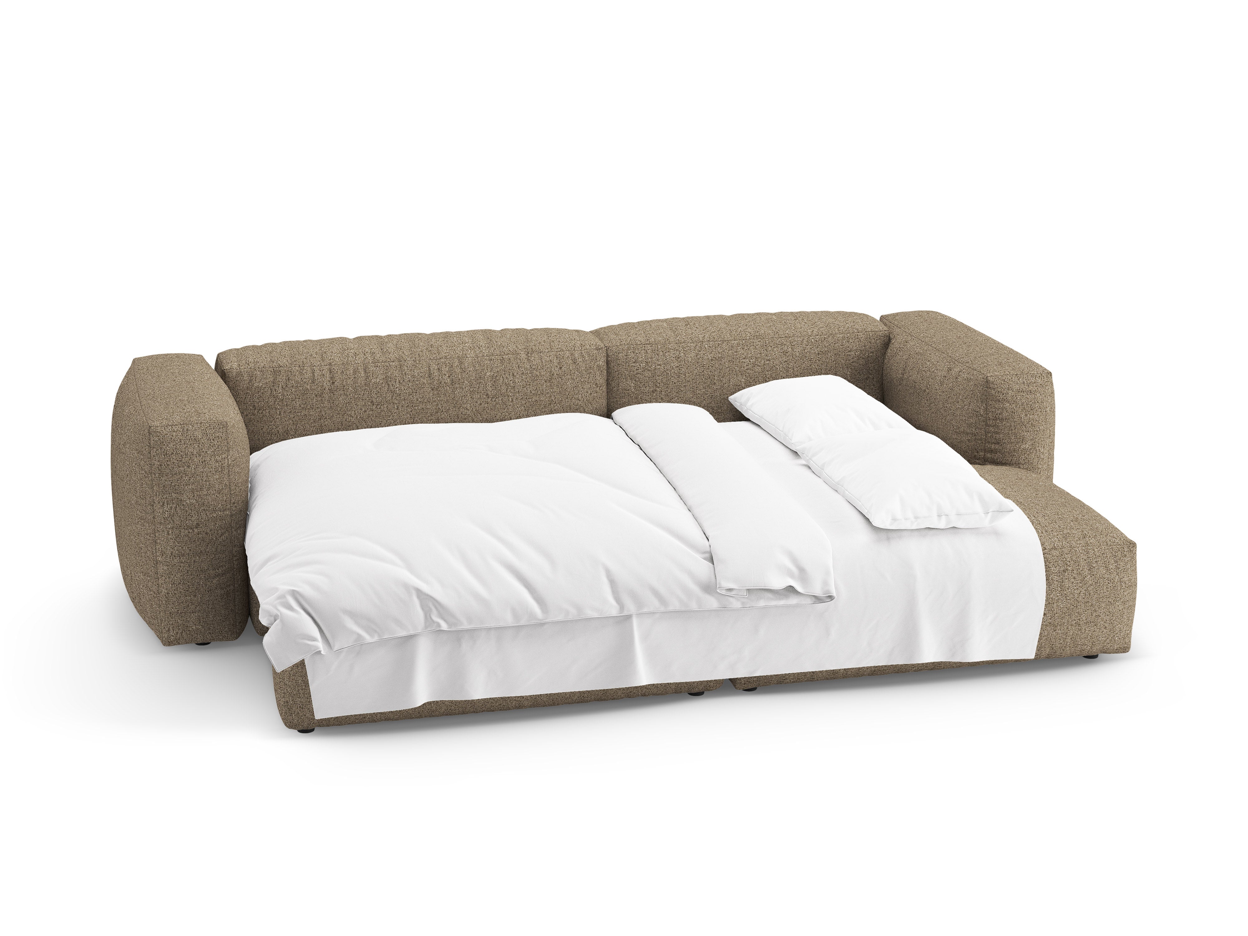 Pravostranný rohový gauč s funkcí spaní MARTINA cappuccino boucle [Ewelina] [Amelia spr]