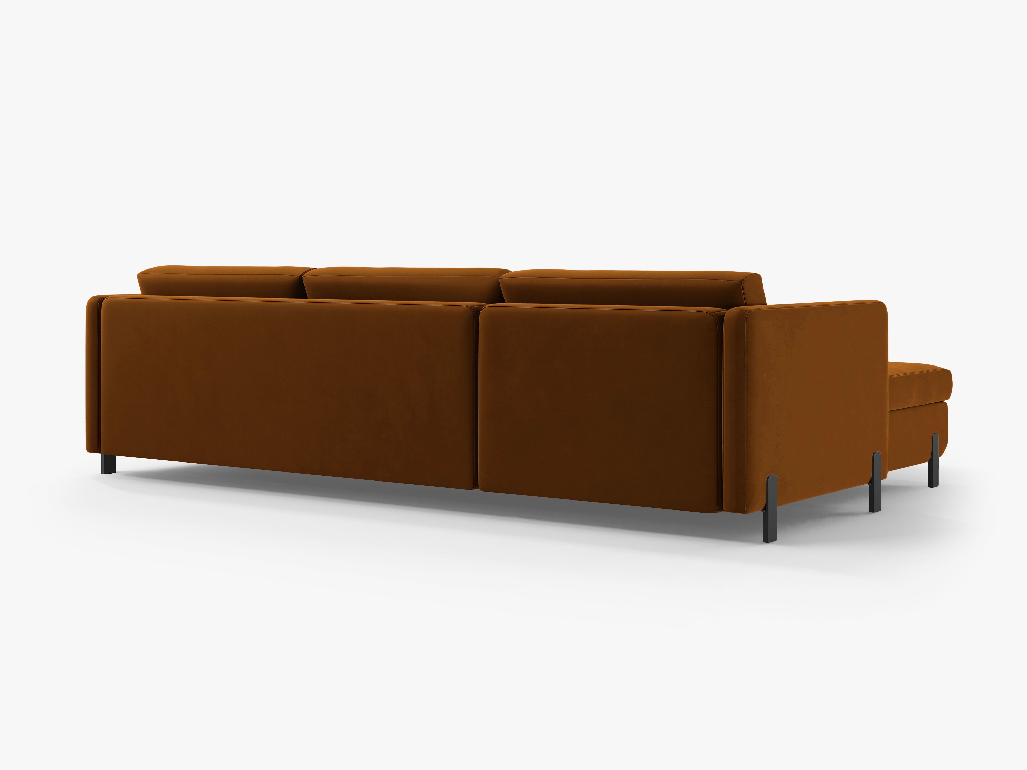 Right-facing velvet corner sofa with sleeping function GLORIA brown