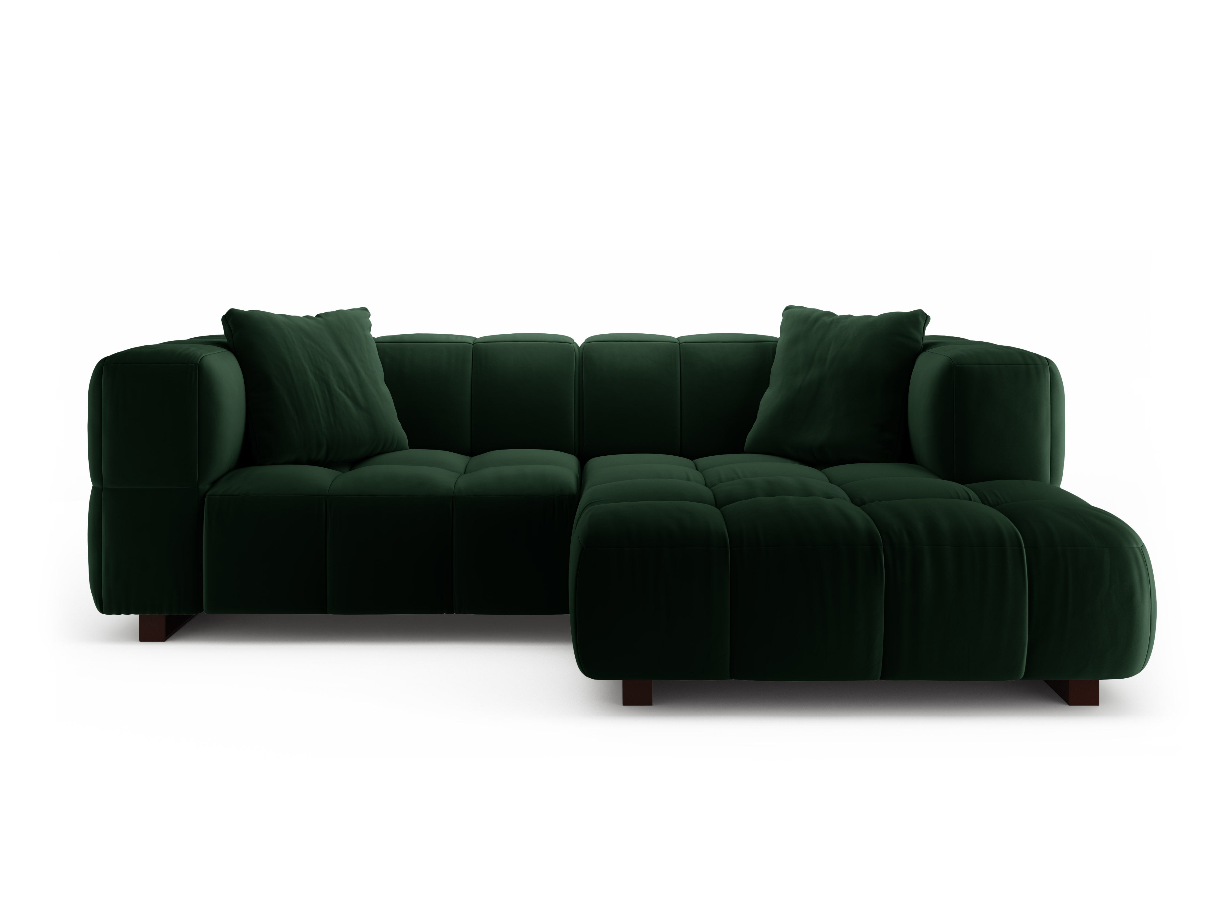 Velvet Right-Hand Corner Sofa Bed PUMA in Bottle Green