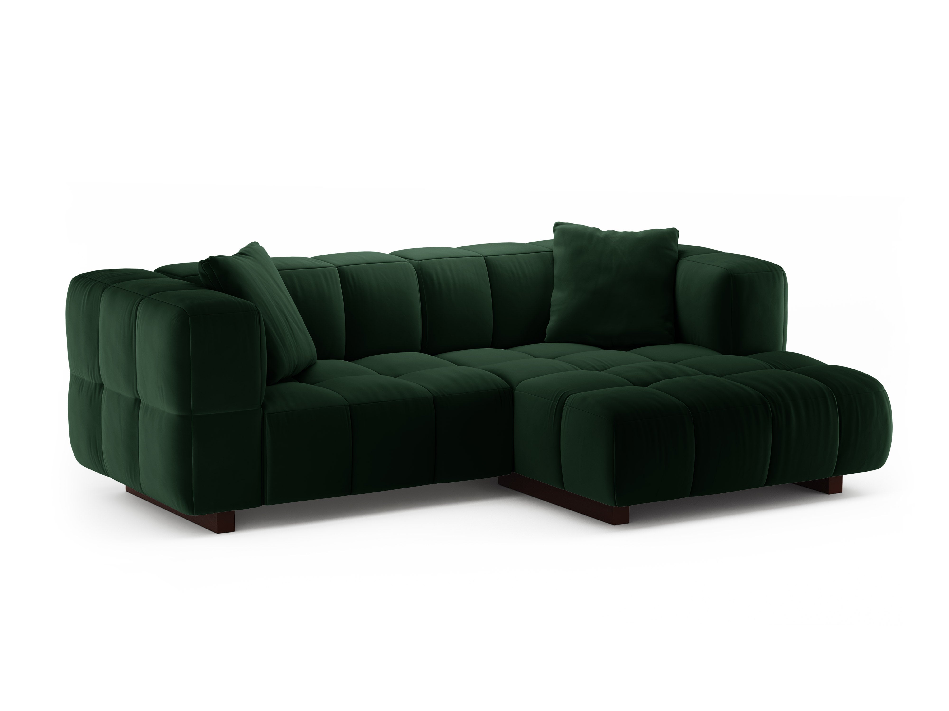 Velvet Right-Hand Corner Sofa Bed PUMA in Bottle Green