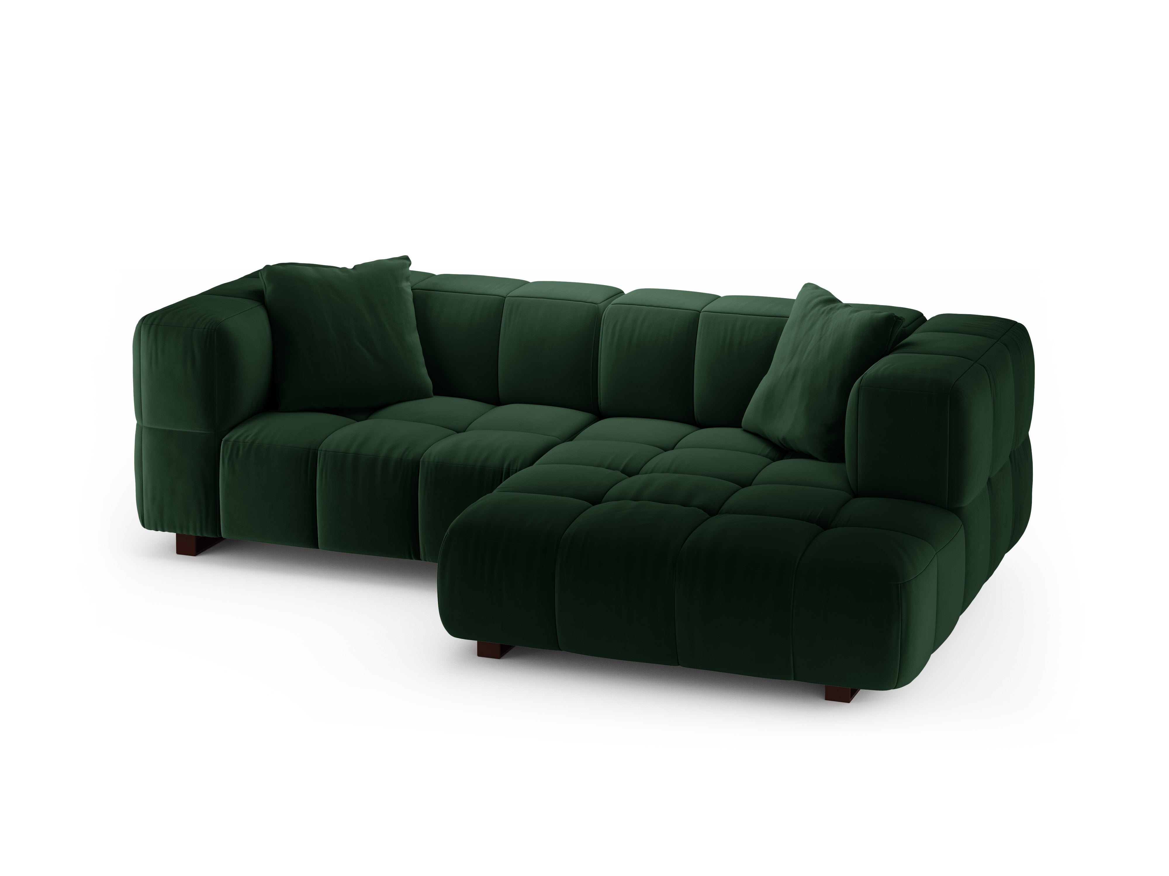 Velvet Right-Hand Corner Sofa Bed PUMA in Bottle Green