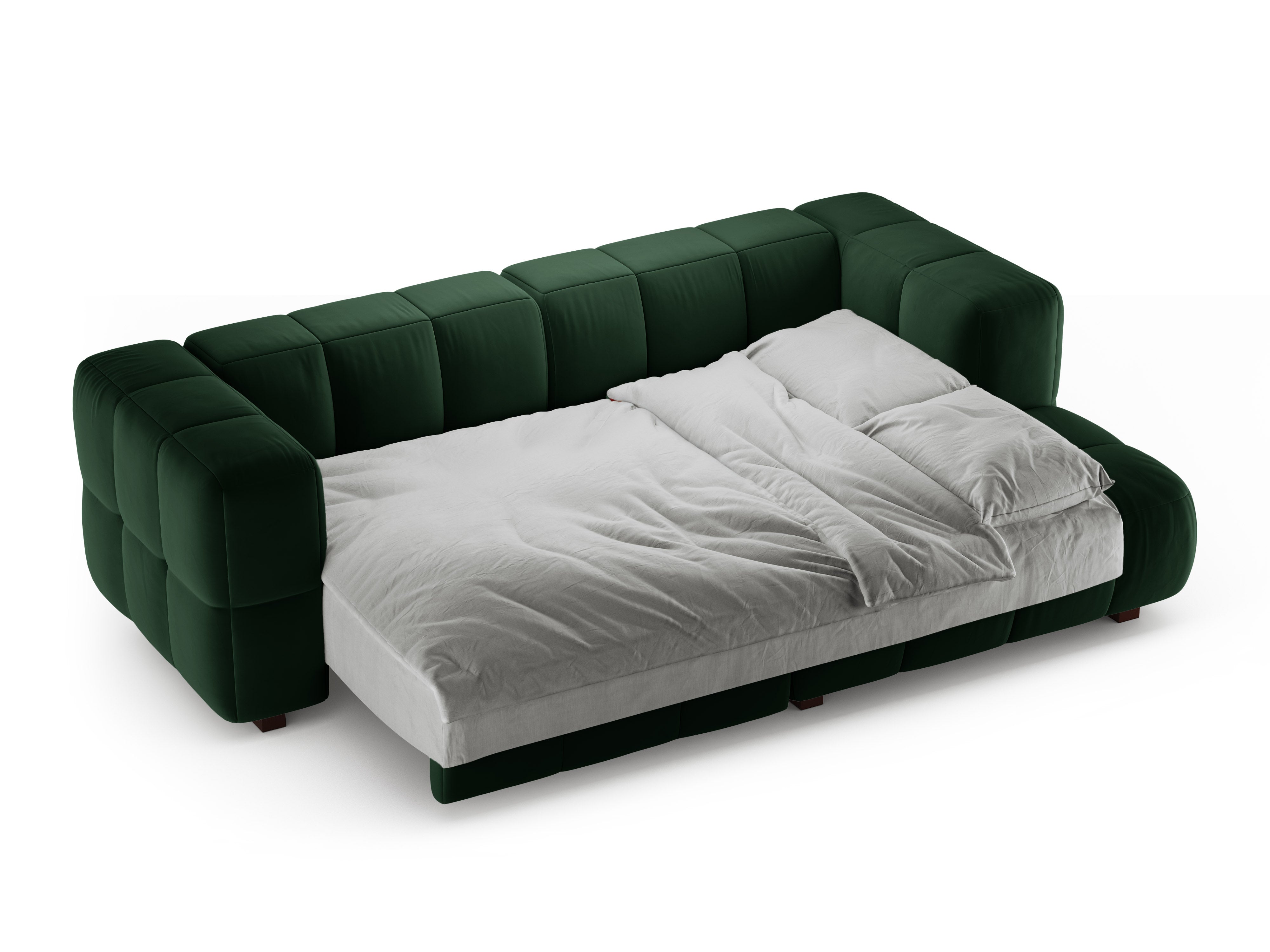 Velvet Right-Hand Corner Sofa Bed PUMA in Bottle Green