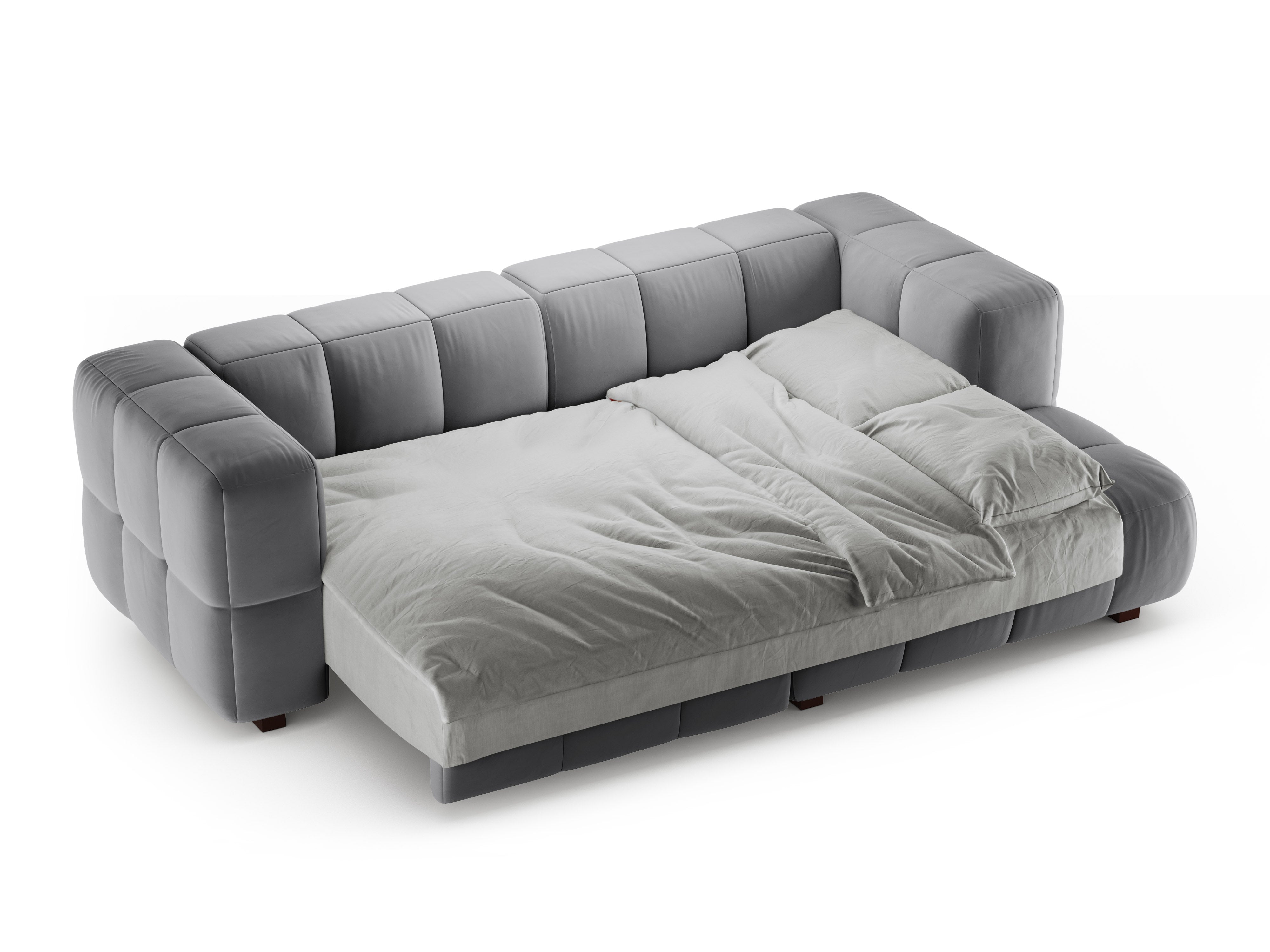 Right-facing velvet corner sofa with sleeping function PUMA gray