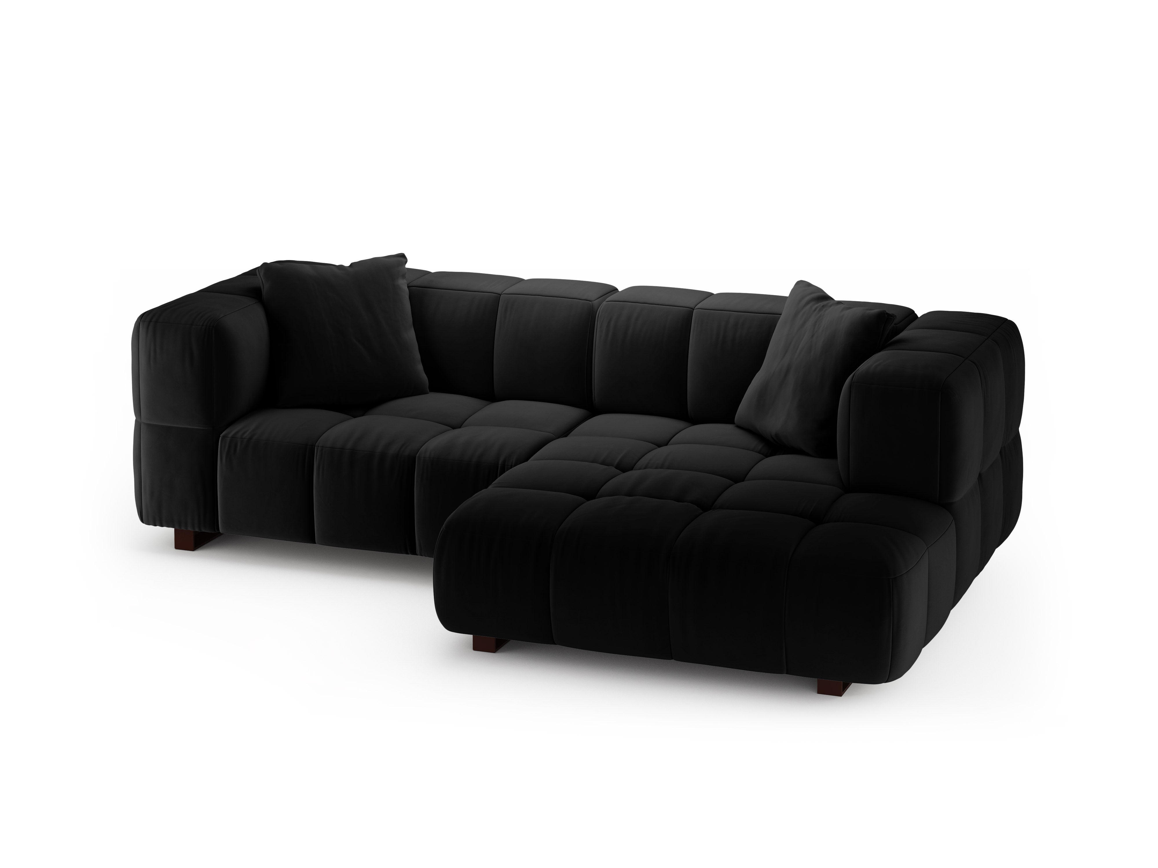 Black velvet right-facing corner sofa bed PUMA