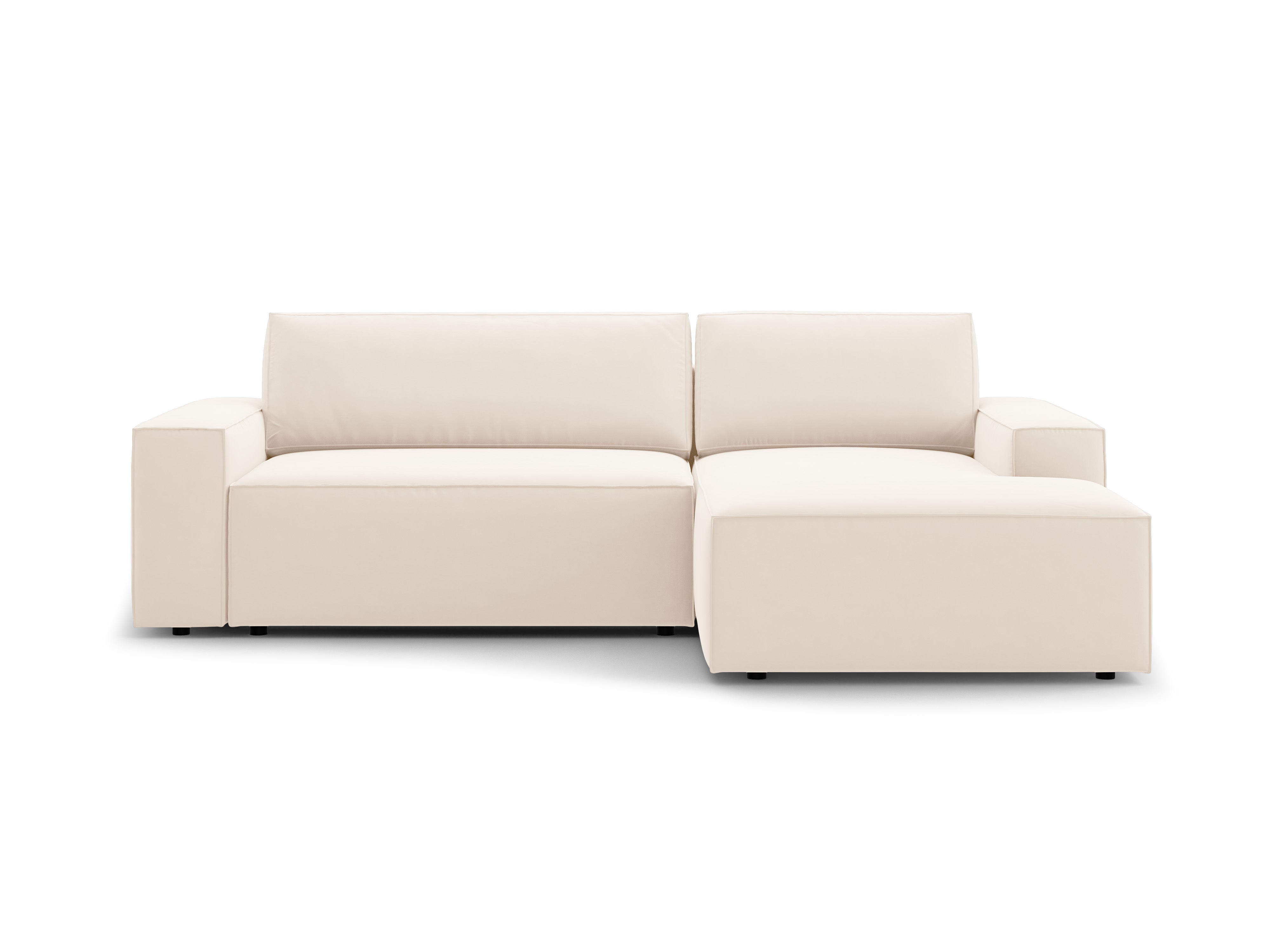 Right-facing velvet corner sofa bed JODIE light beige