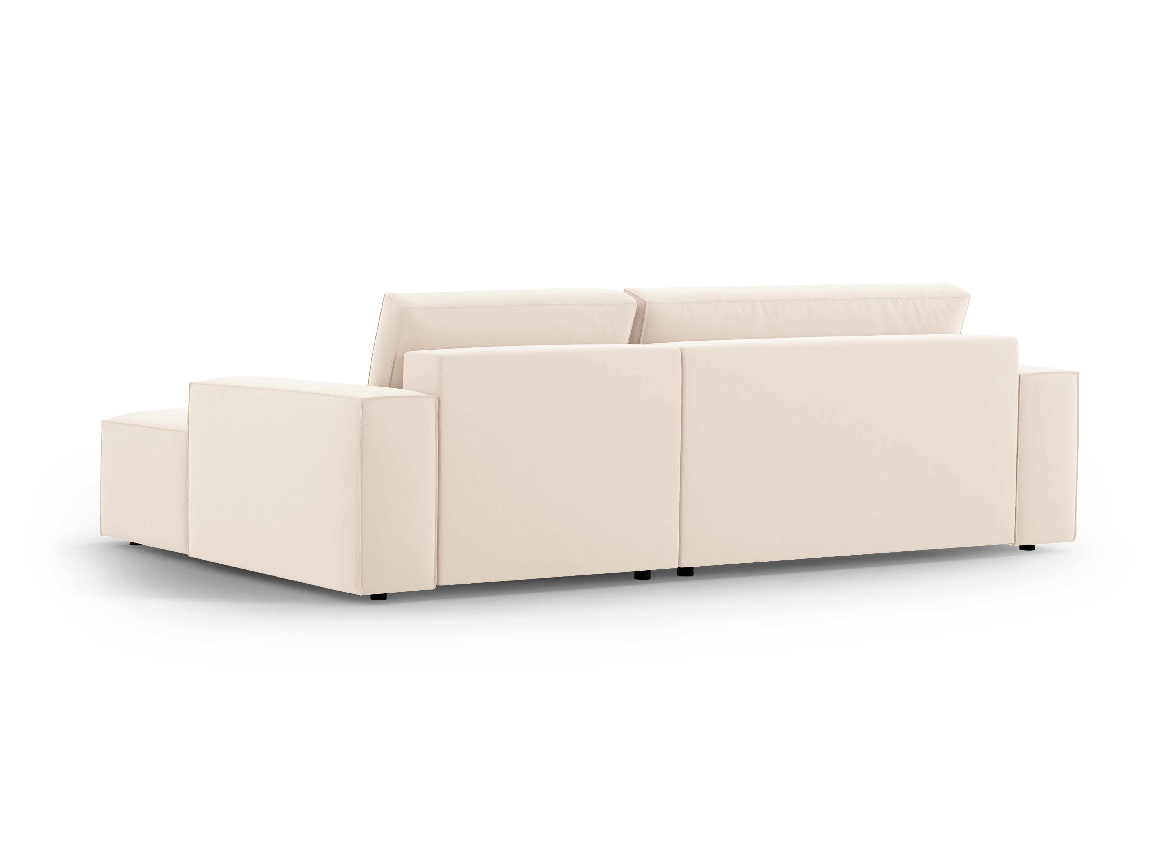 Right-facing velvet corner sofa bed JODIE light beige