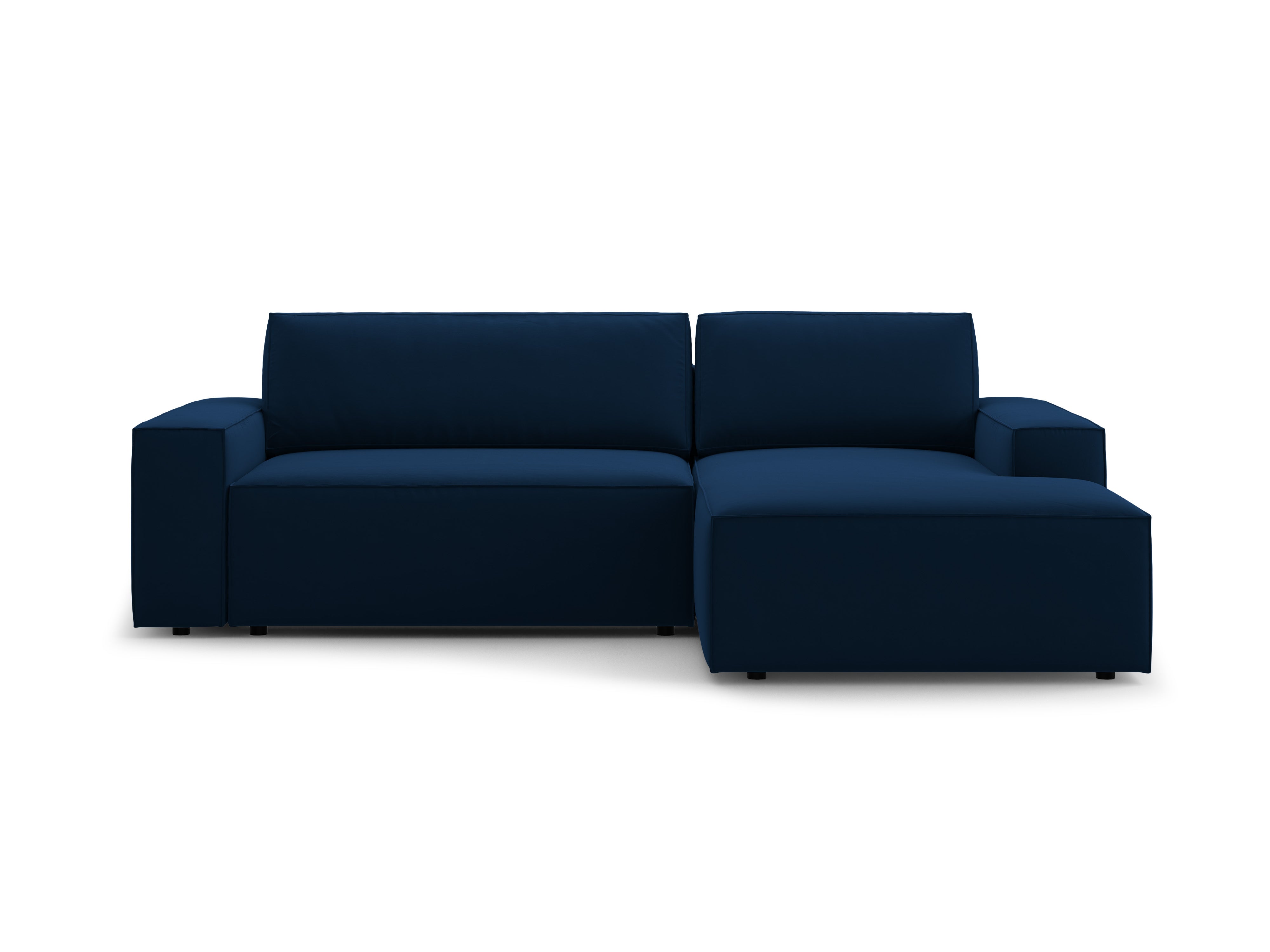 Right-facing velvet corner sofa bed JODIE royal blue