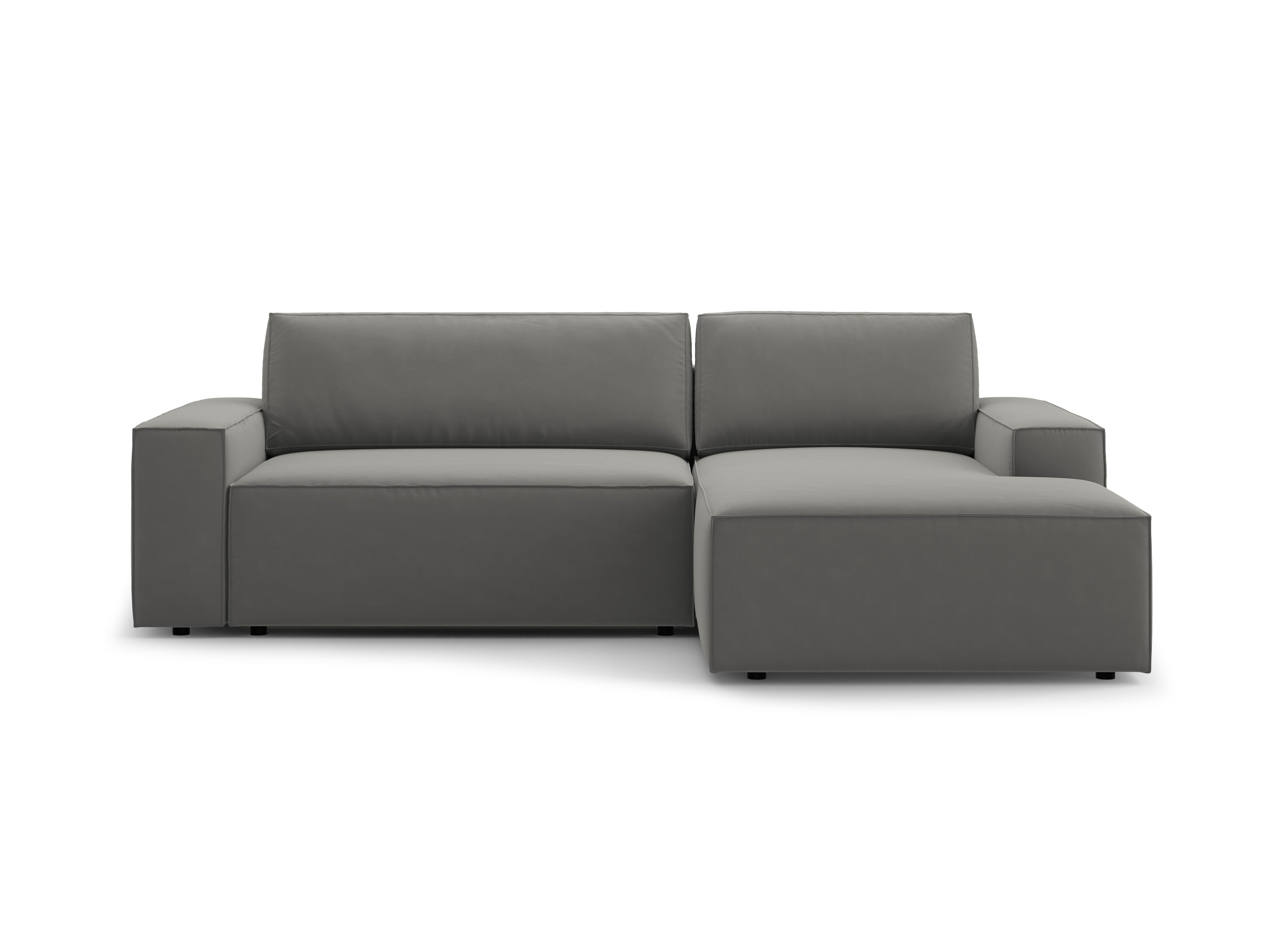 Right-facing velvet corner sofa bed JODIE light gray