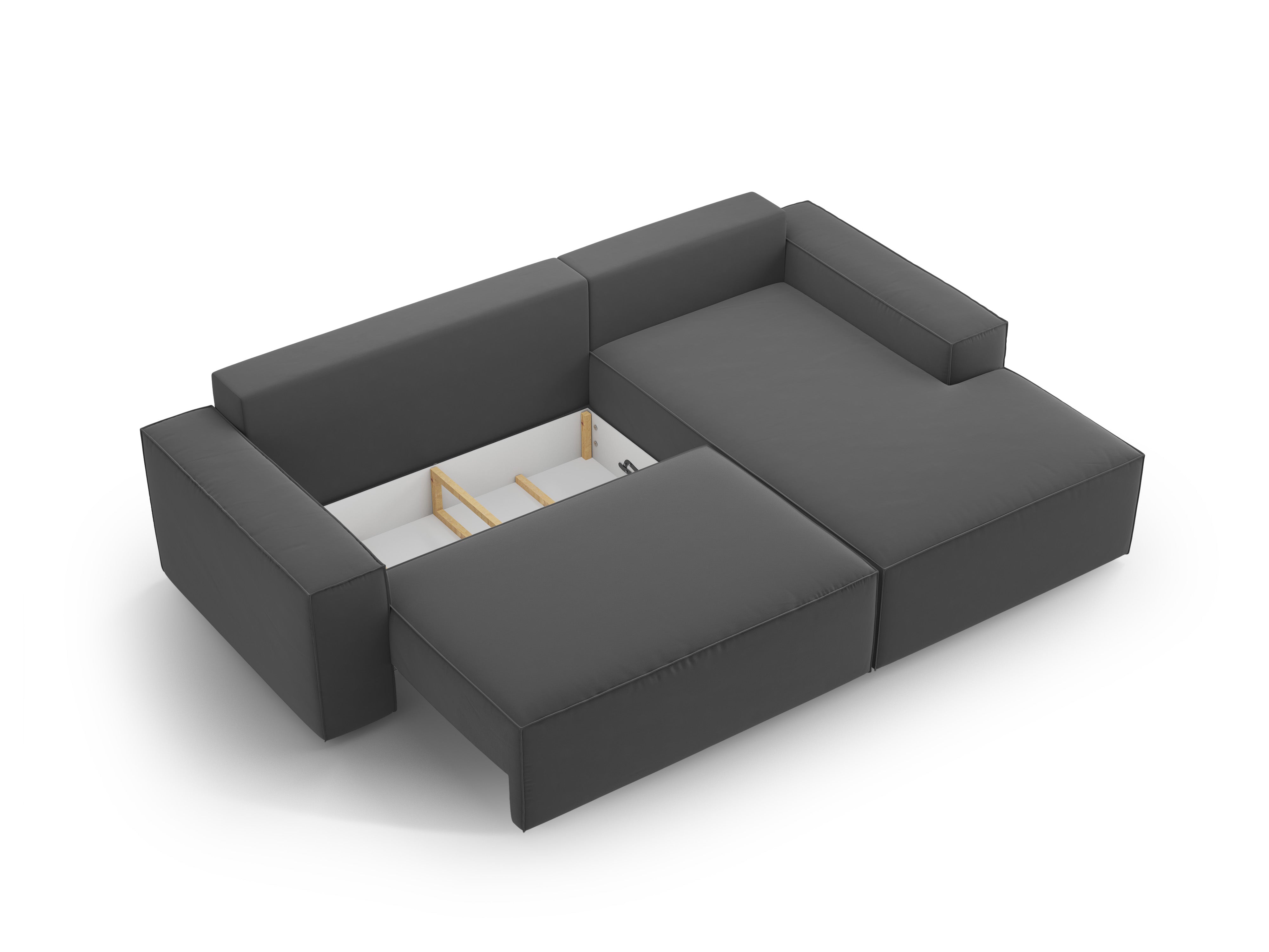 Right-facing velvet corner sofa bed JODIE gray