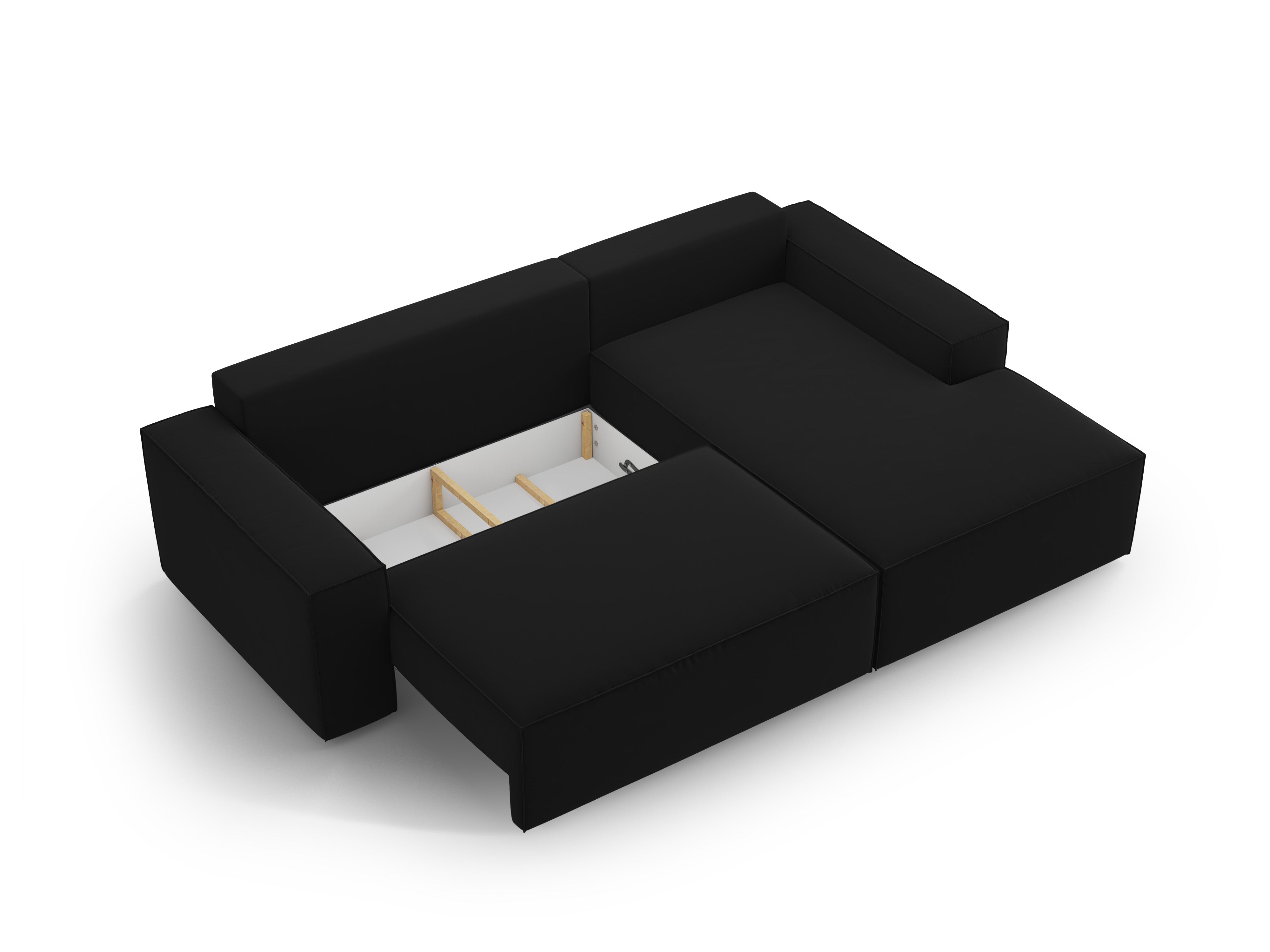 JODIE Black Velvet Right-Hand Corner Sofa Bed