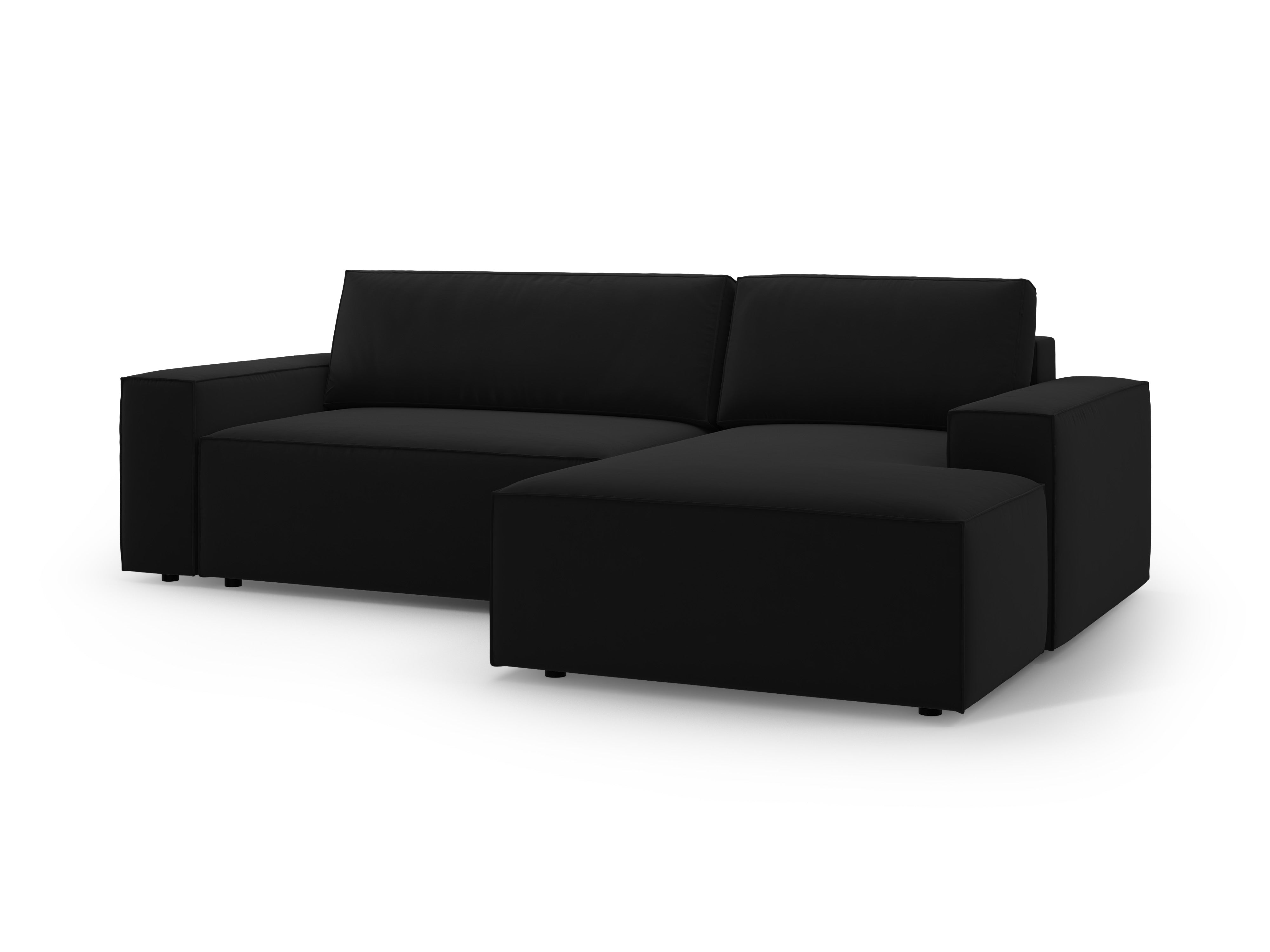 JODIE Black Velvet Right-Hand Corner Sofa Bed