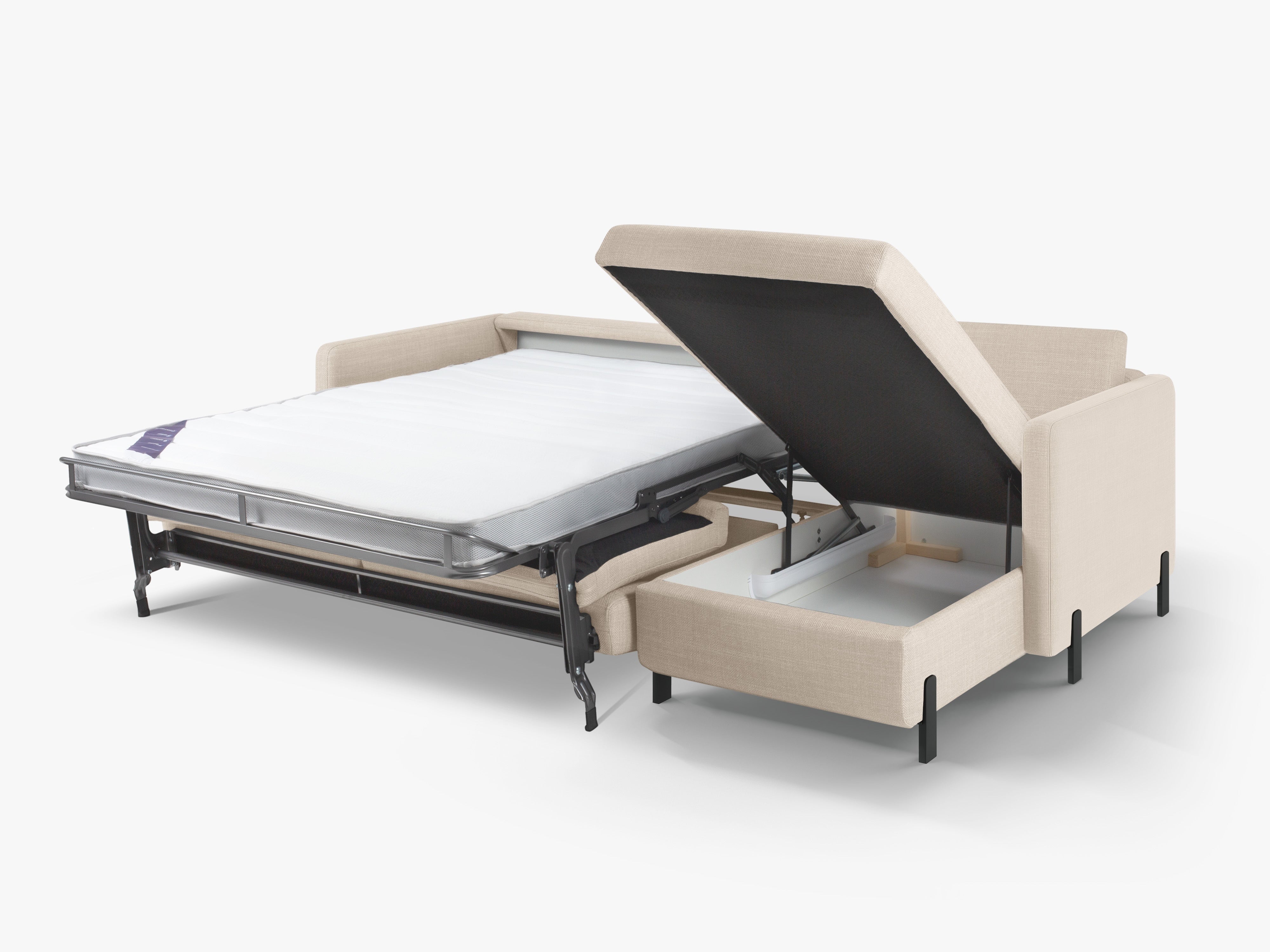 Narożnik prawostronny 4-osobowy z funkcją spania GLORIA beżowy szenil