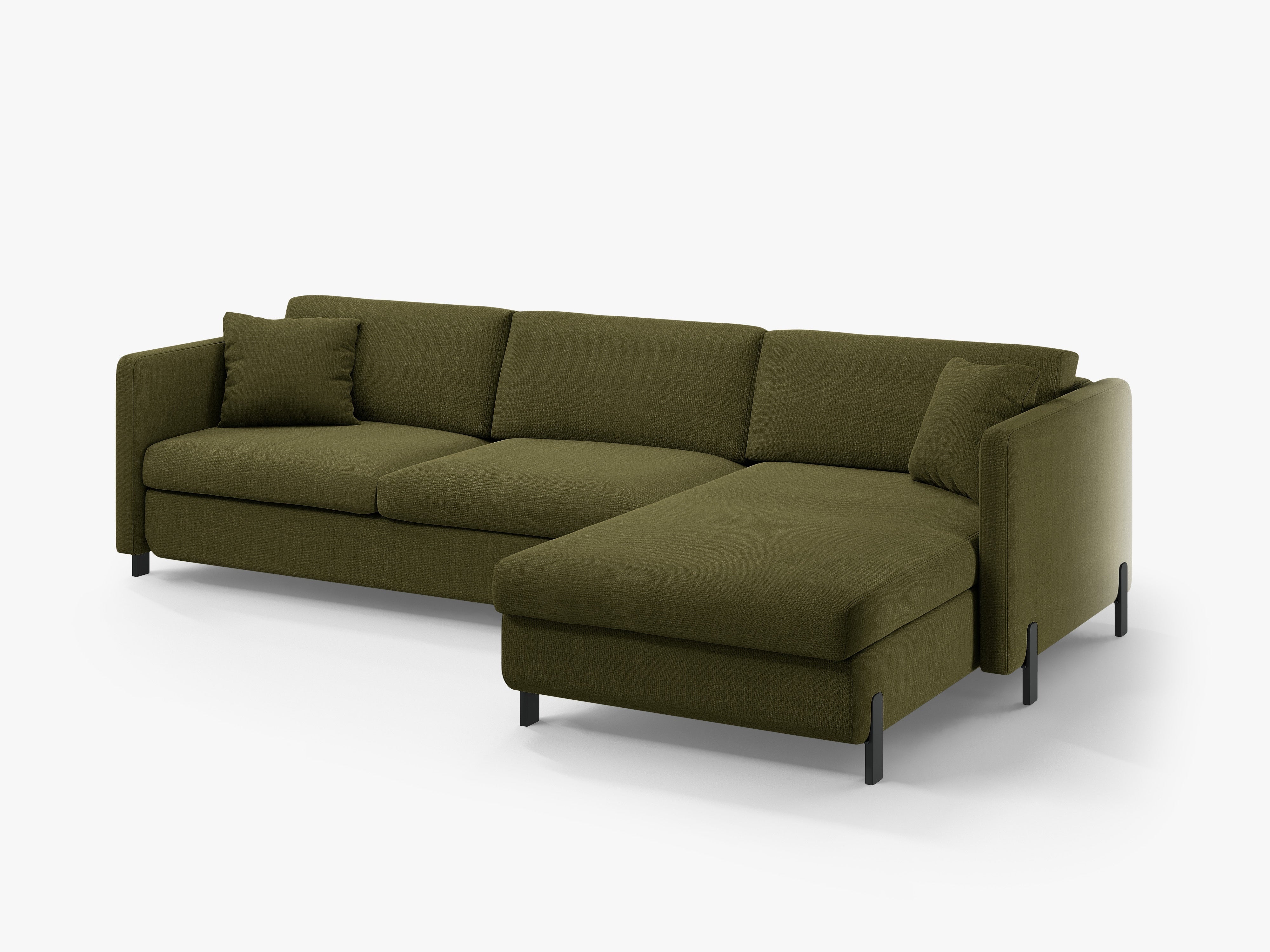 Right-facing 4-seater sofa bed GLORIA green chenille