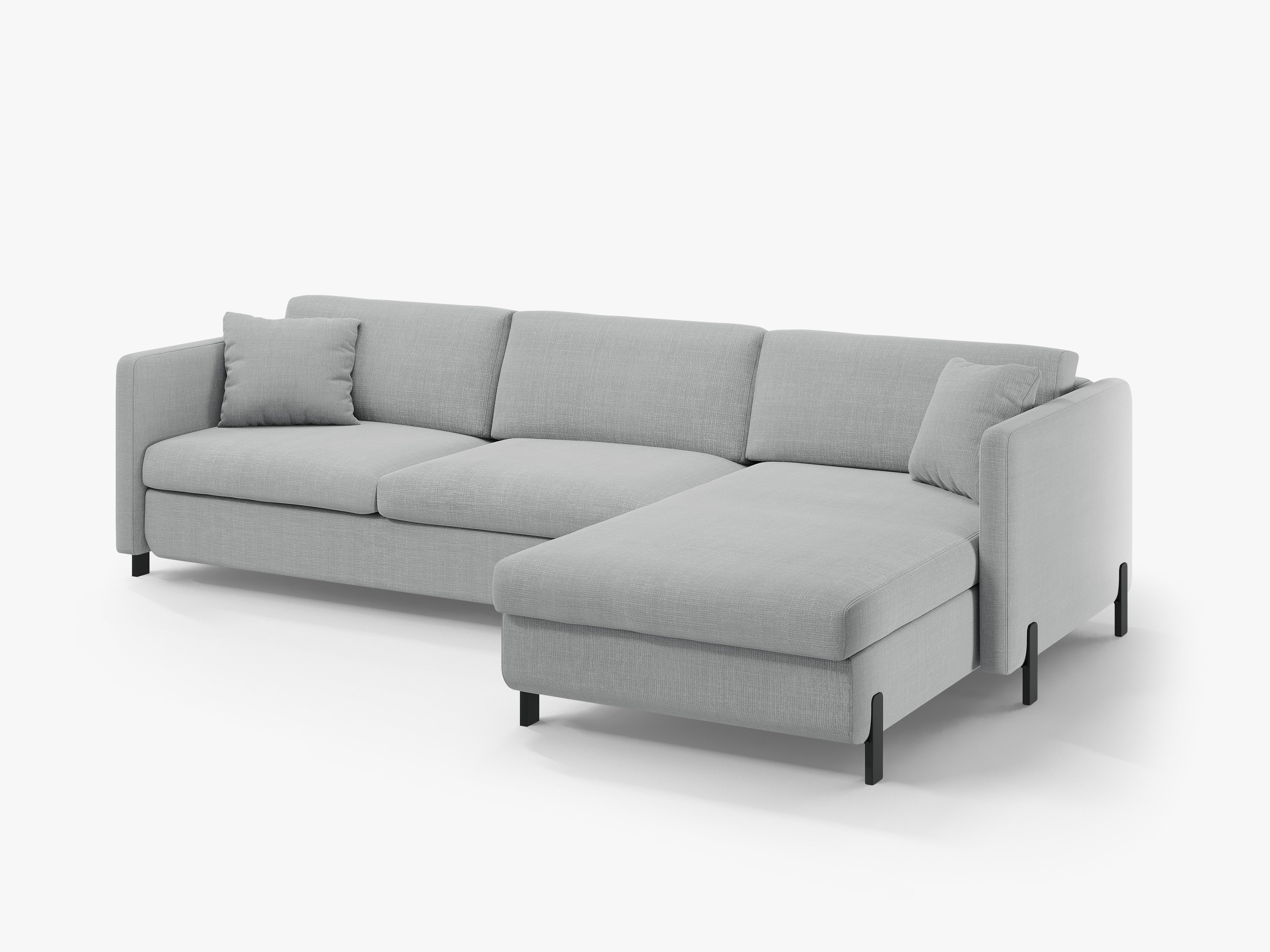 Right-facing 4-seater sofa bed GLORIA light gray chenille