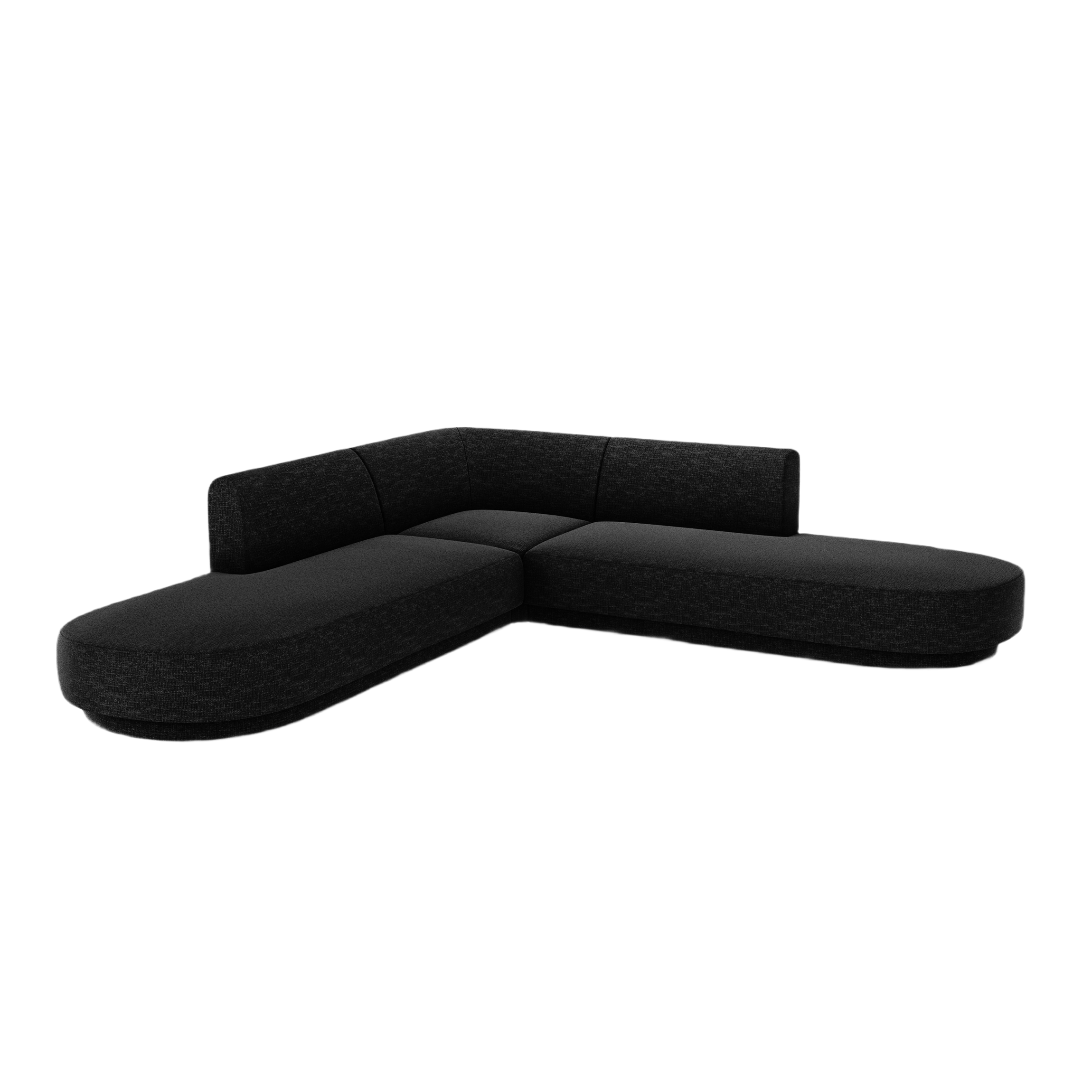 Symmetrical Open Corner Sofa MILEY Black Chenille Silk