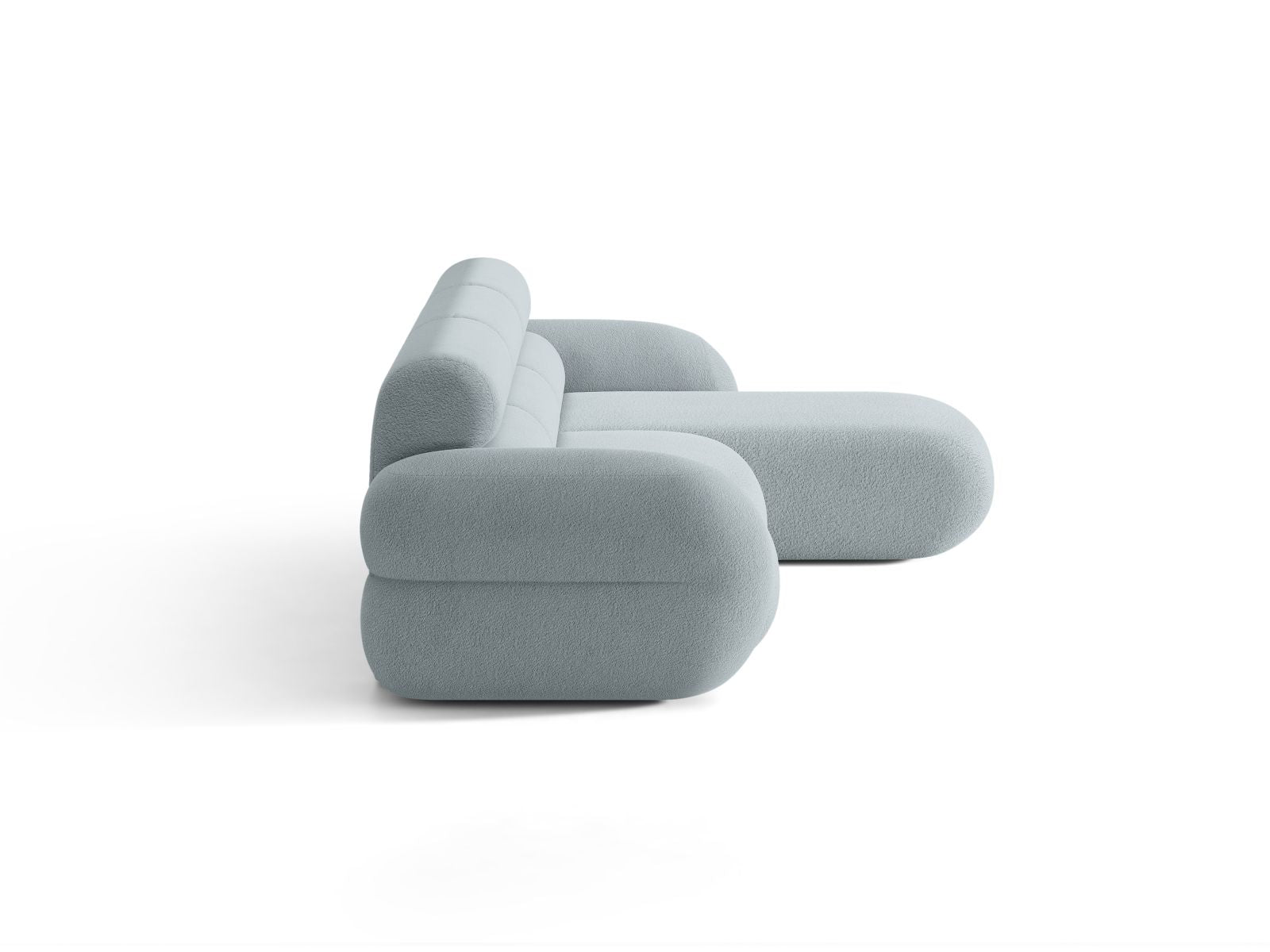 Pravý rohový gauč NEO v modrém boucle.